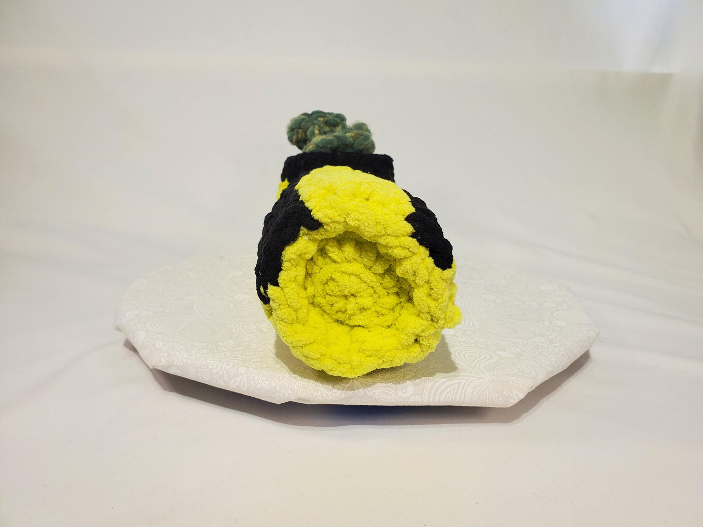 P2: Crochet Pipe, Yellow and black, made with soft 100% polyester yarn, approx. 18" long