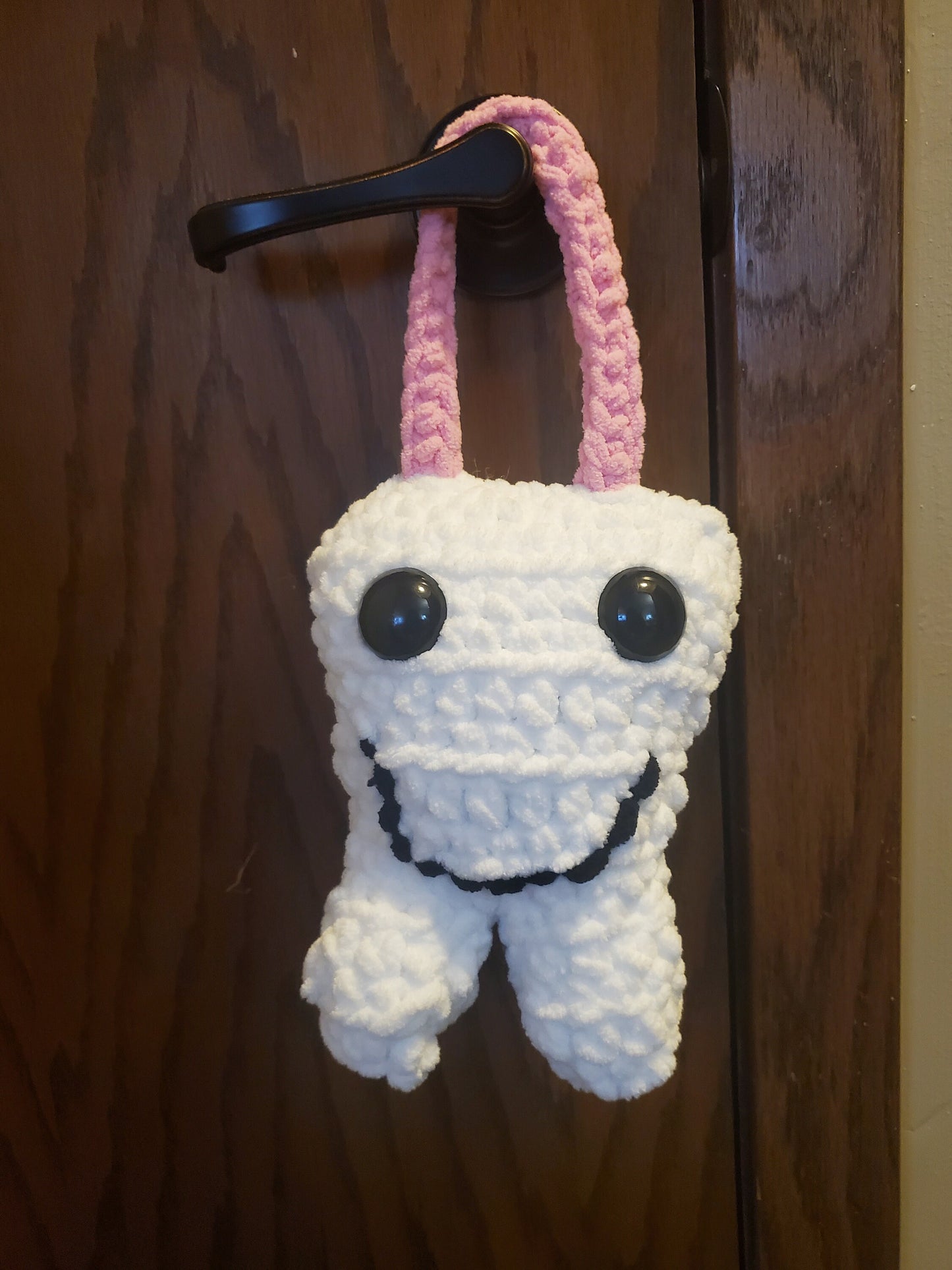 Tooth fairy Pillow, with pocket, hang on door, made with extra soft 100% polyester yarn