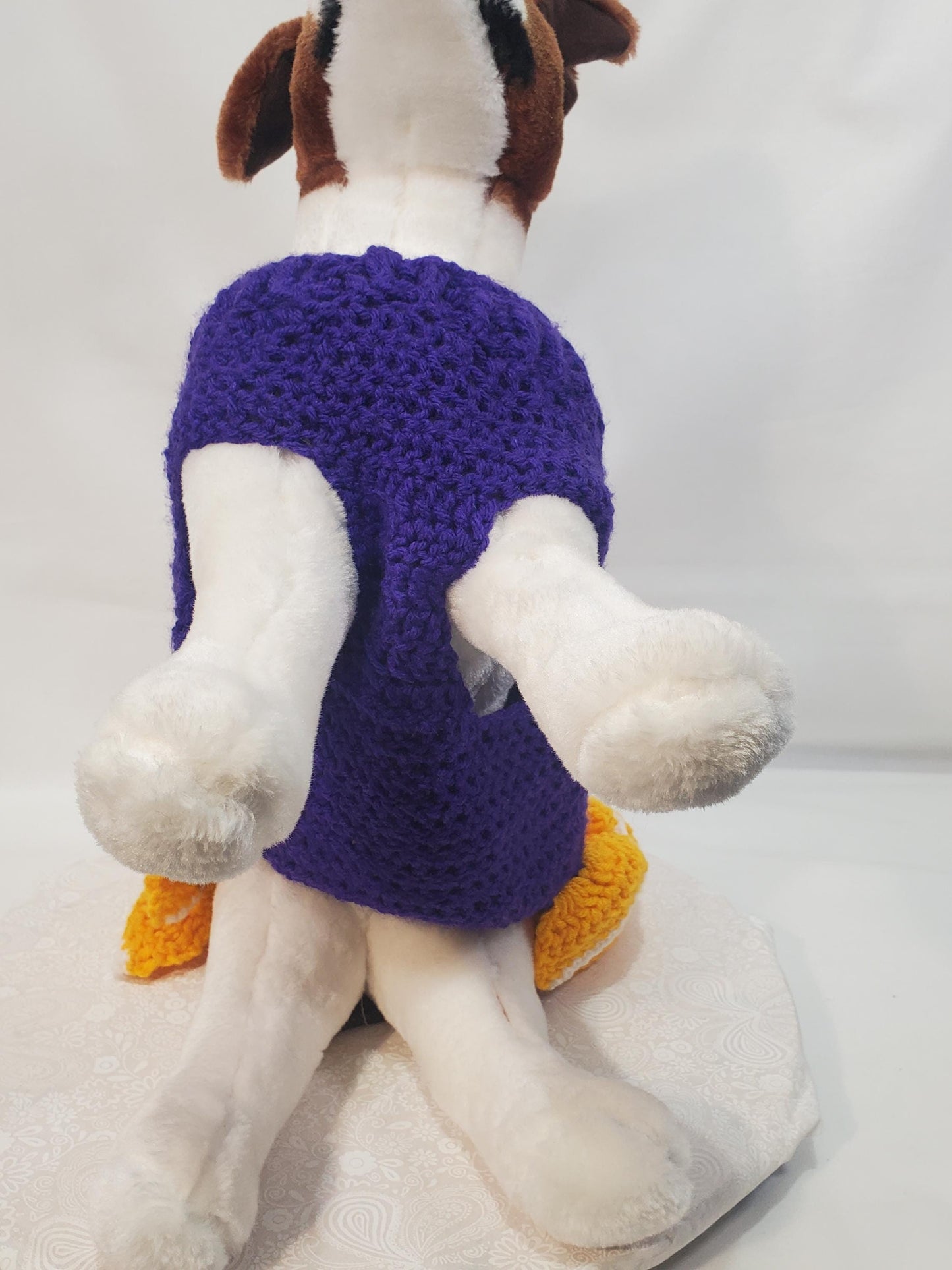 V18: MN Vikings Inspired Dog Dress with Ruffles for a small dog
