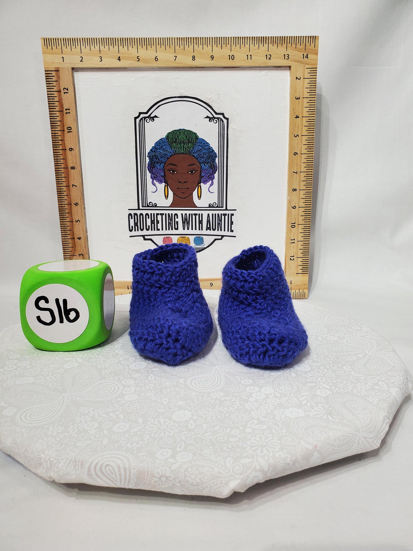 Item #16: Crochet Children's Bootie, Purple, Children's Size 1/2, Made With 100% Acrylic Yarn