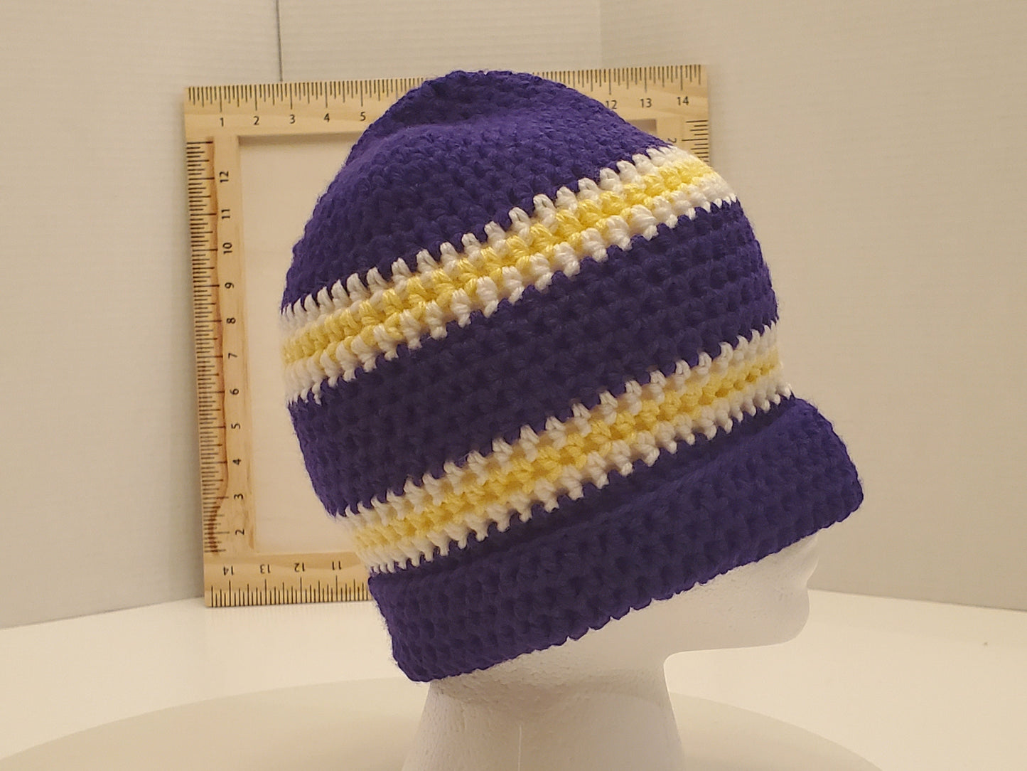 Item #33: MN Vikings Inspired Beanie, Children's (4y-10y), Made From 100% Of Acrylic Yarn