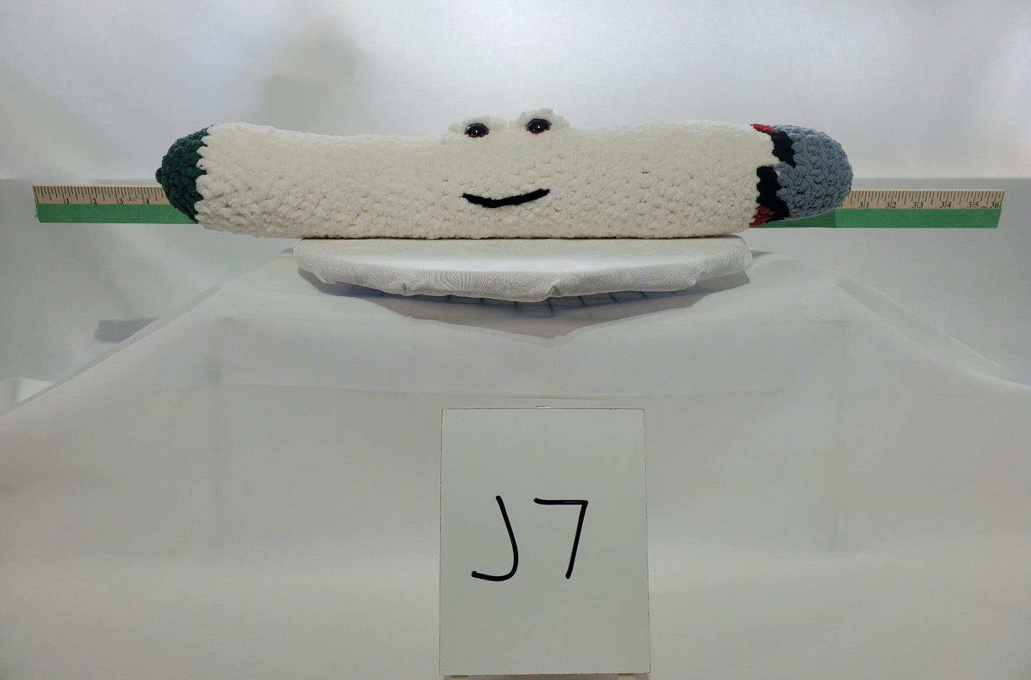 J7 - Crochet Joint / Doobie, made with 100% polyester soft blanket yarn, has safety eyes, approx. 22"x 4"
