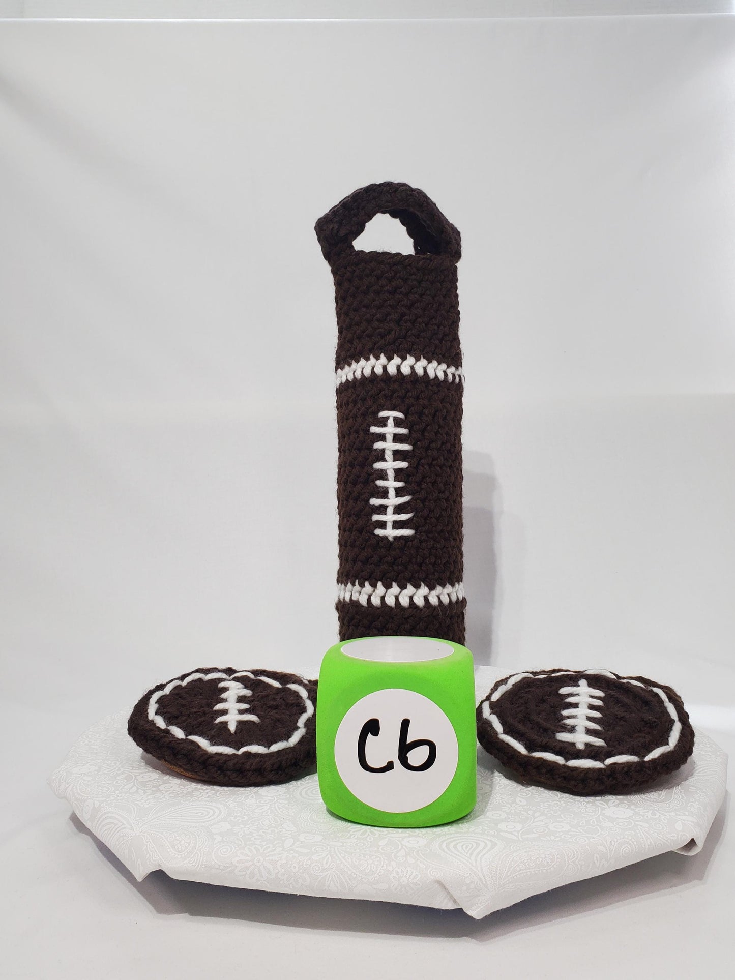 C6: Football Wine Cozy and Coaster Set