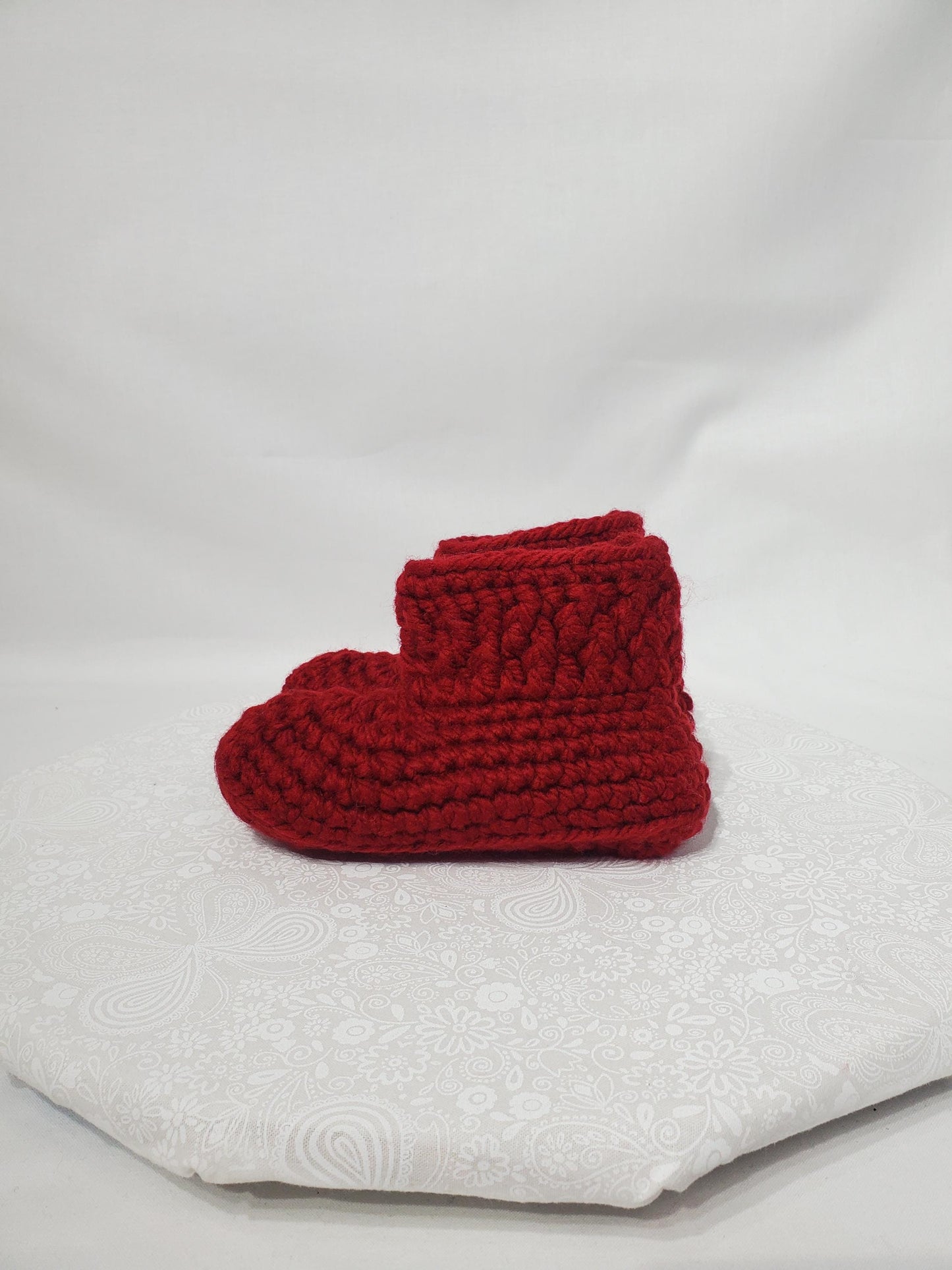 Crochet Children's Bootie, Maroon, Children's Size 11/12