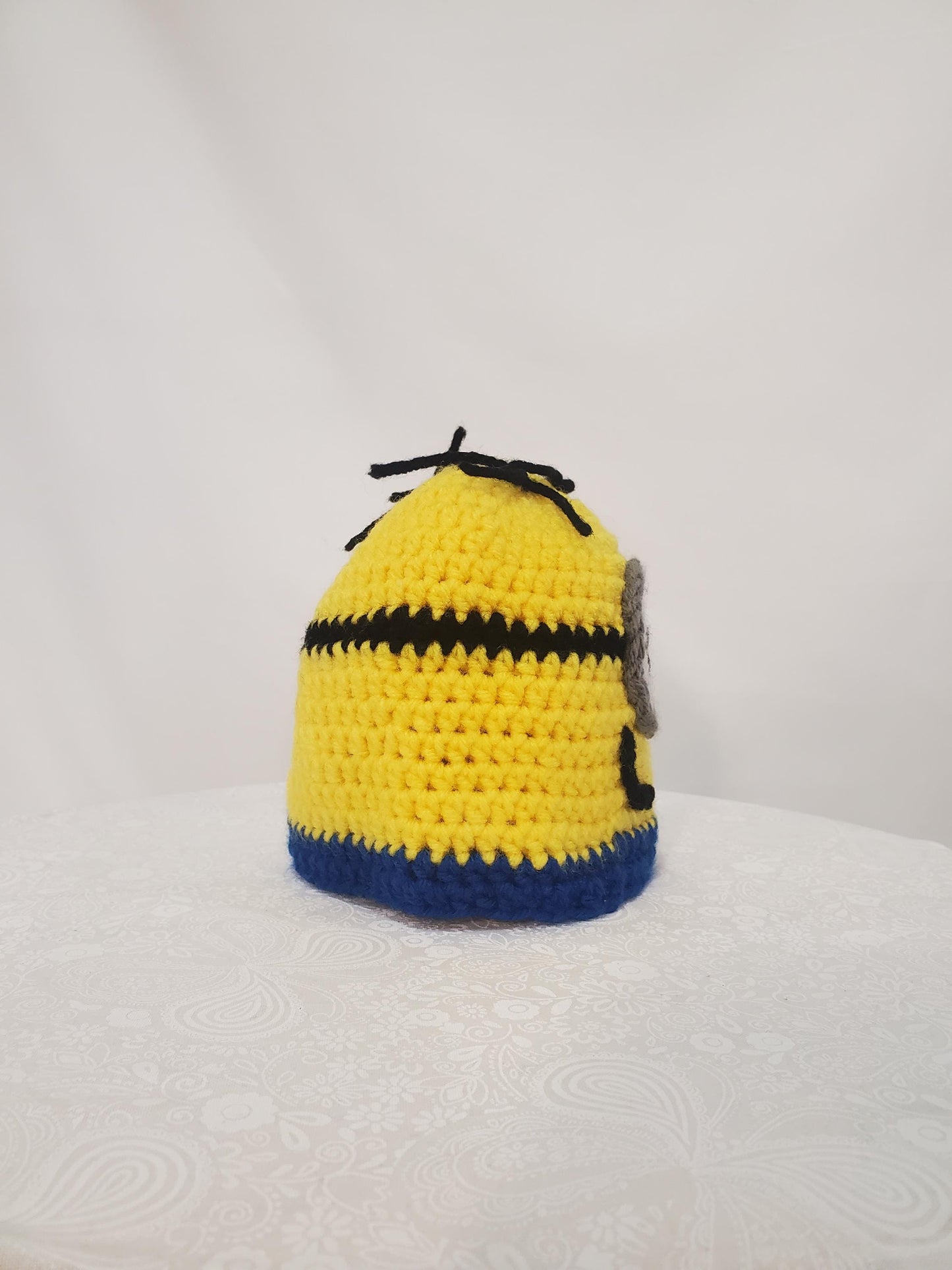 Item #22: Crochet Minion Inspired Hat, Size 3-6 Months, Made From 100% Acrylic Yarn