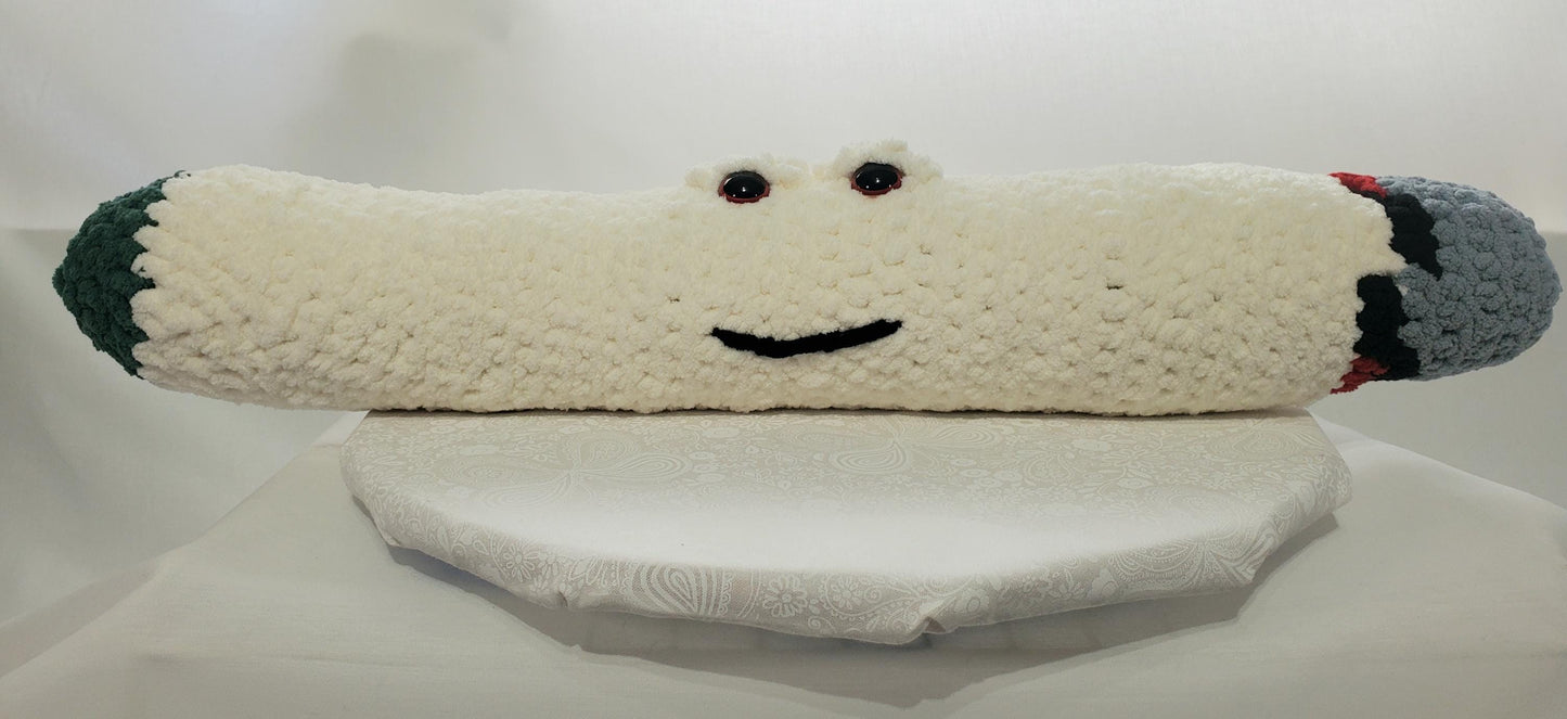 J7 - Crochet Joint / Doobie, made with 100% polyester soft blanket yarn, has safety eyes, approx. 22"x 4"