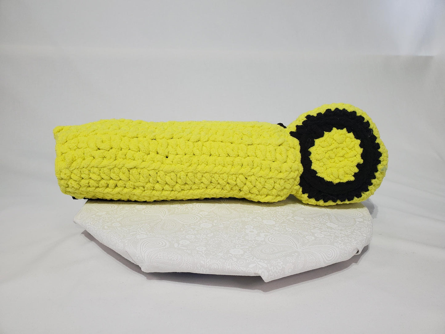P2: Crochet Pipe, Yellow and black, made with soft 100% polyester yarn, approx. 18" long