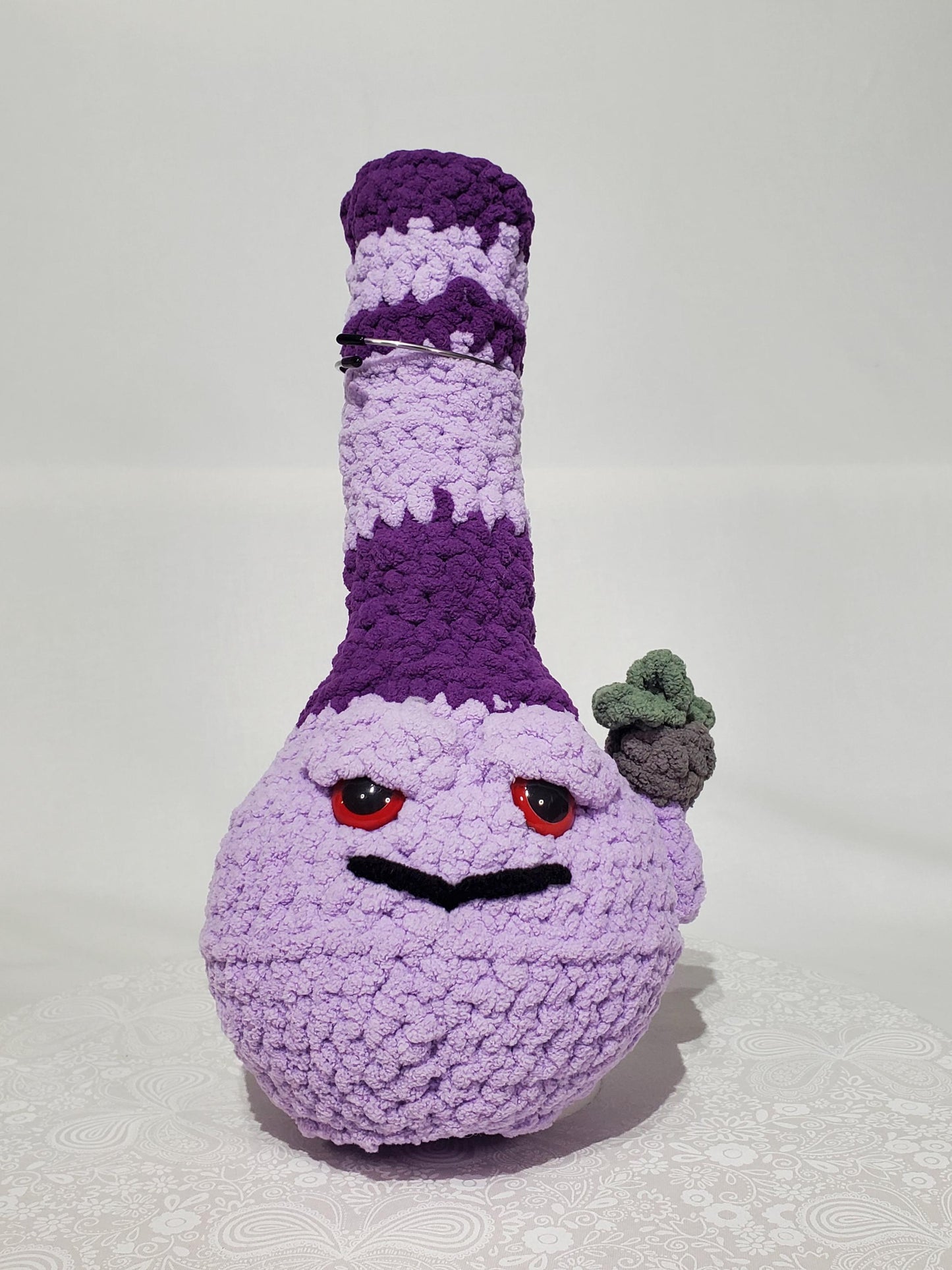 B7: Crochet Bong, Dark and Light Purple, made with 100% polyester, soft blanket yarn, approx. 13" x 6", 8 oz