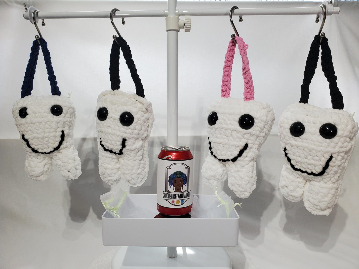 Tooth fairy Pillow, with pocket, hang on door, made with extra soft 100% polyester yarn