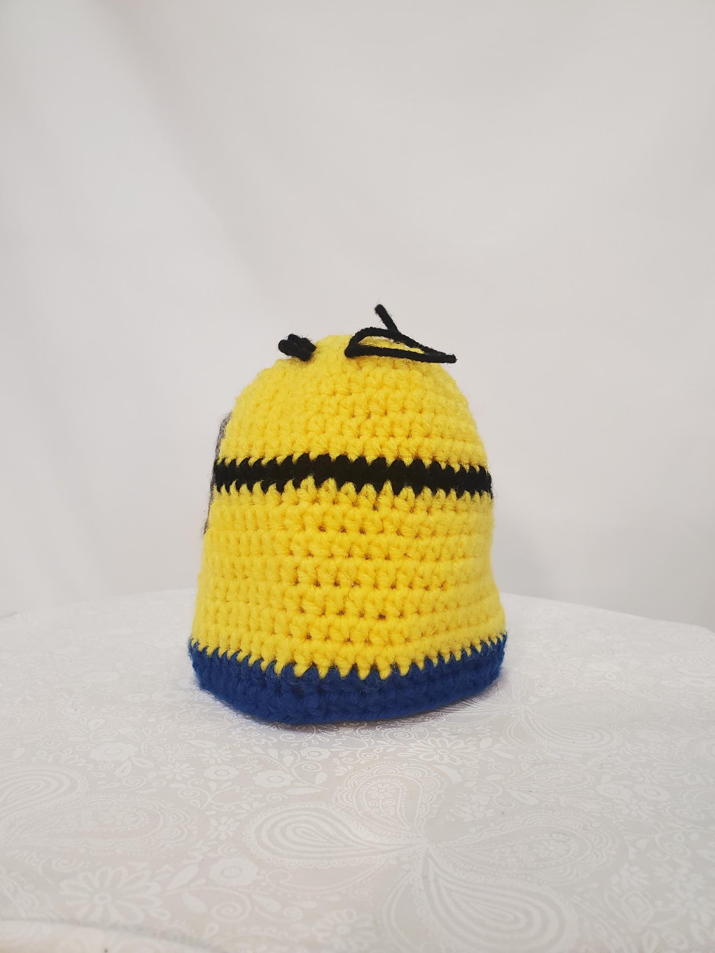 Item #22: Crochet Minion Inspired Hat, Size 3-6 Months, Made From 100% Acrylic Yarn