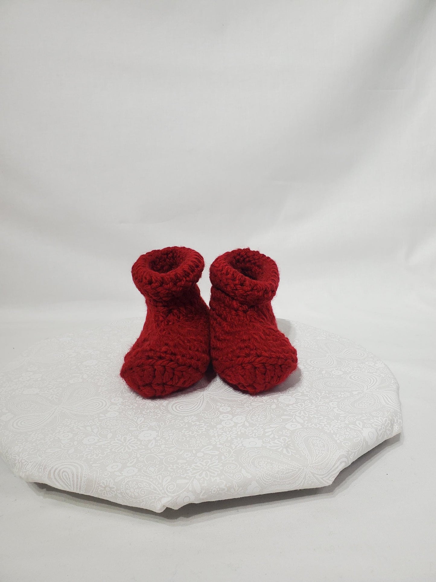 Item #15: Crochet Children's Bootie, Maroon, Children's Size 1/2, Made With 100% Acrylic Chunky Yarn