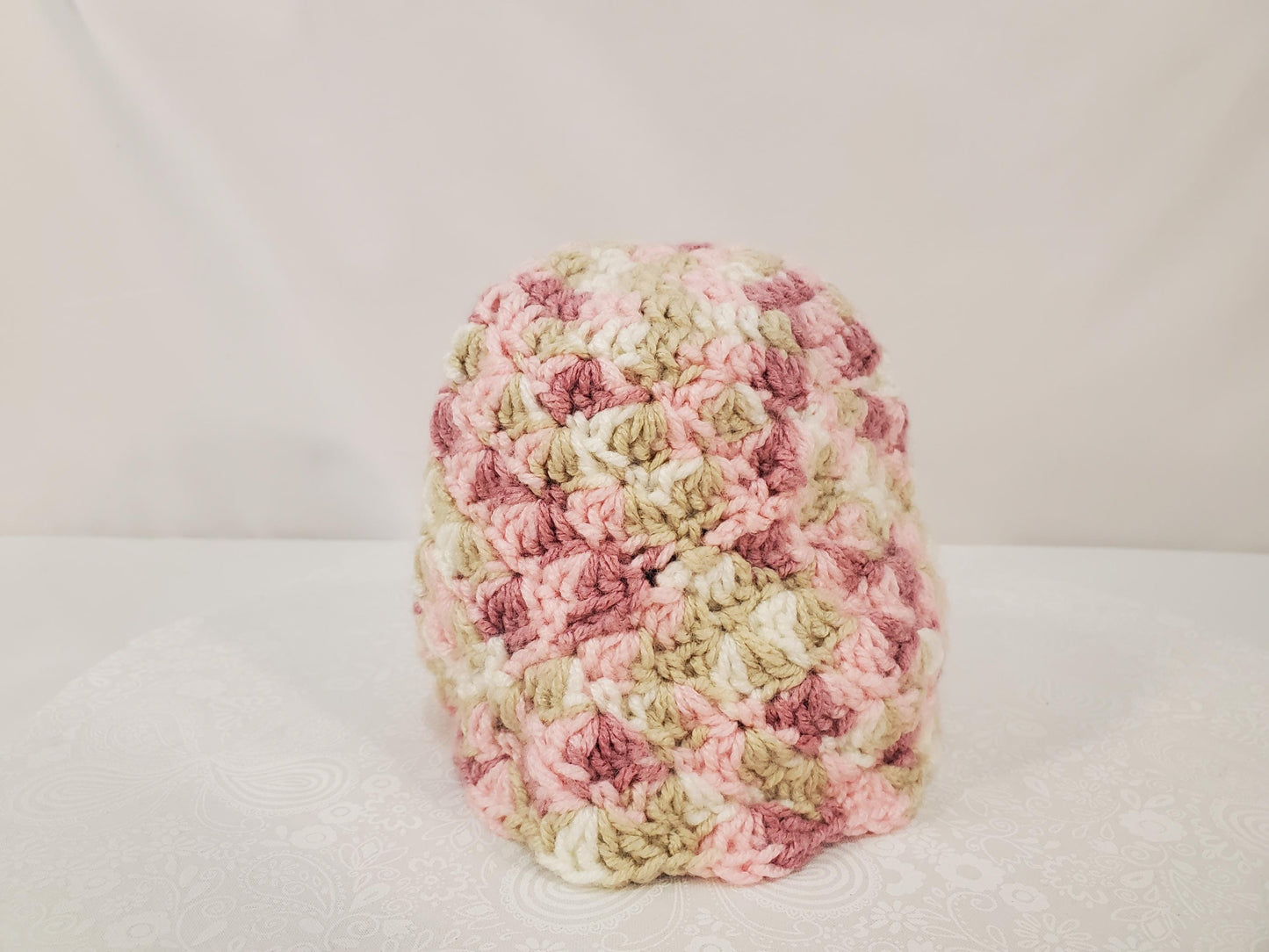 Item #103: Crochet Beanie, Pink, 3 To 6 Months, Made With 100% Acrylic Yarn