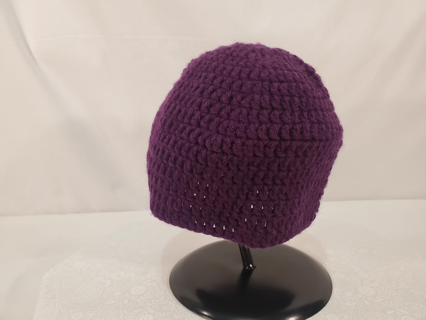 Item #96: Crochet Beanie, Purple, Toddler (1y To 3y), Made With 100 % Acrylic Yarn