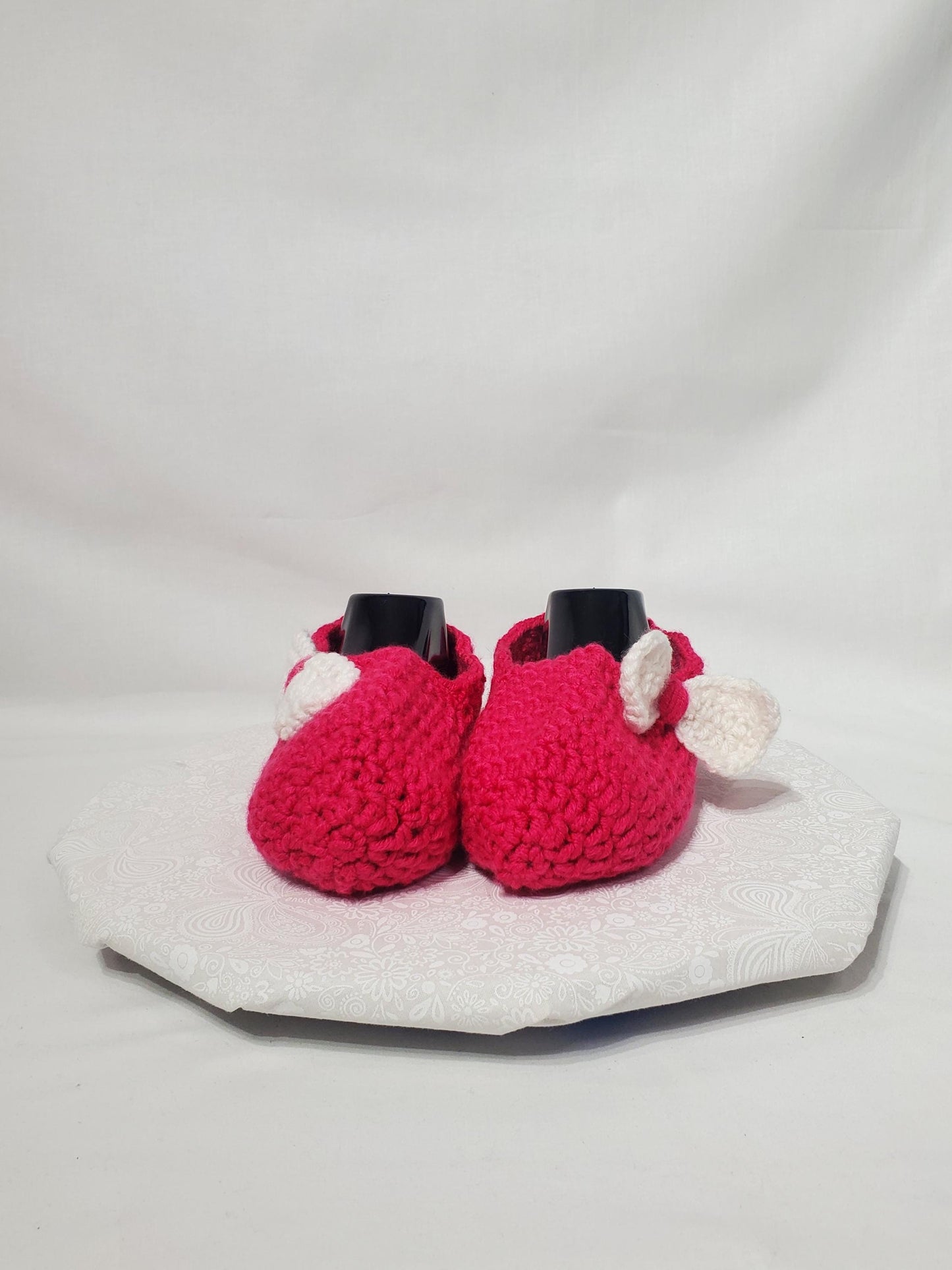 Crochet slippers / footies, Pink, Women's size 11/12