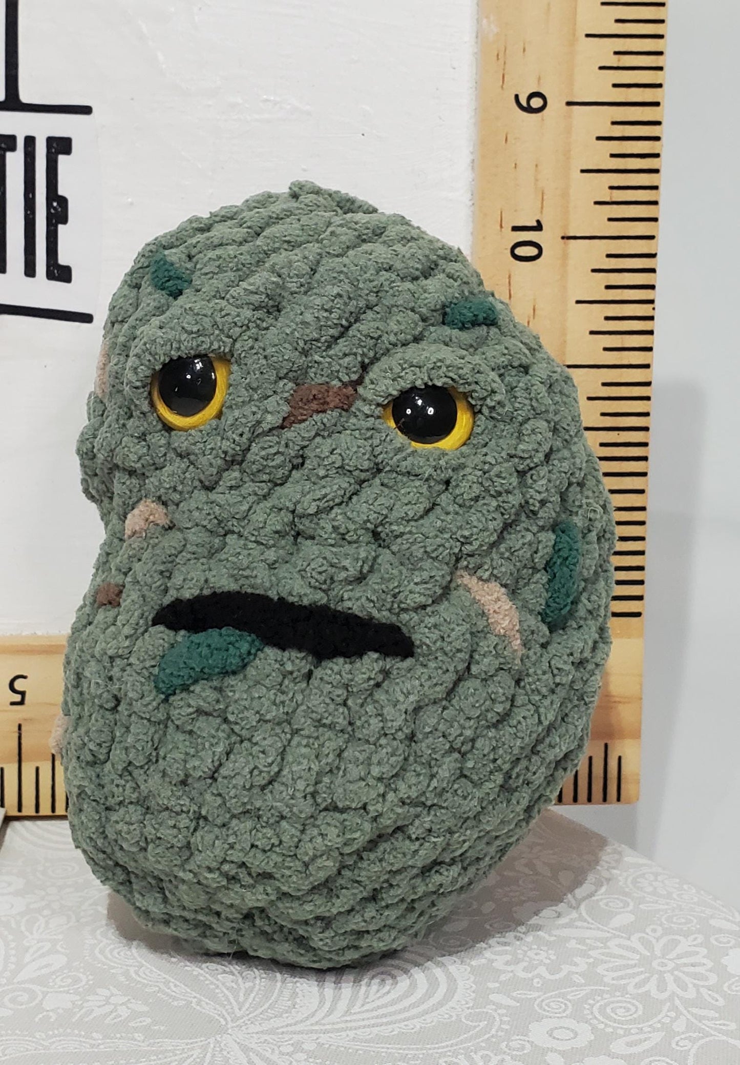 N1: 2 Crochet 420 Nuggets, approx. 4" & 5" tall, made with acrylic and polyester yarn, polyester fiber fill and safety eyes, approx. 5 oz