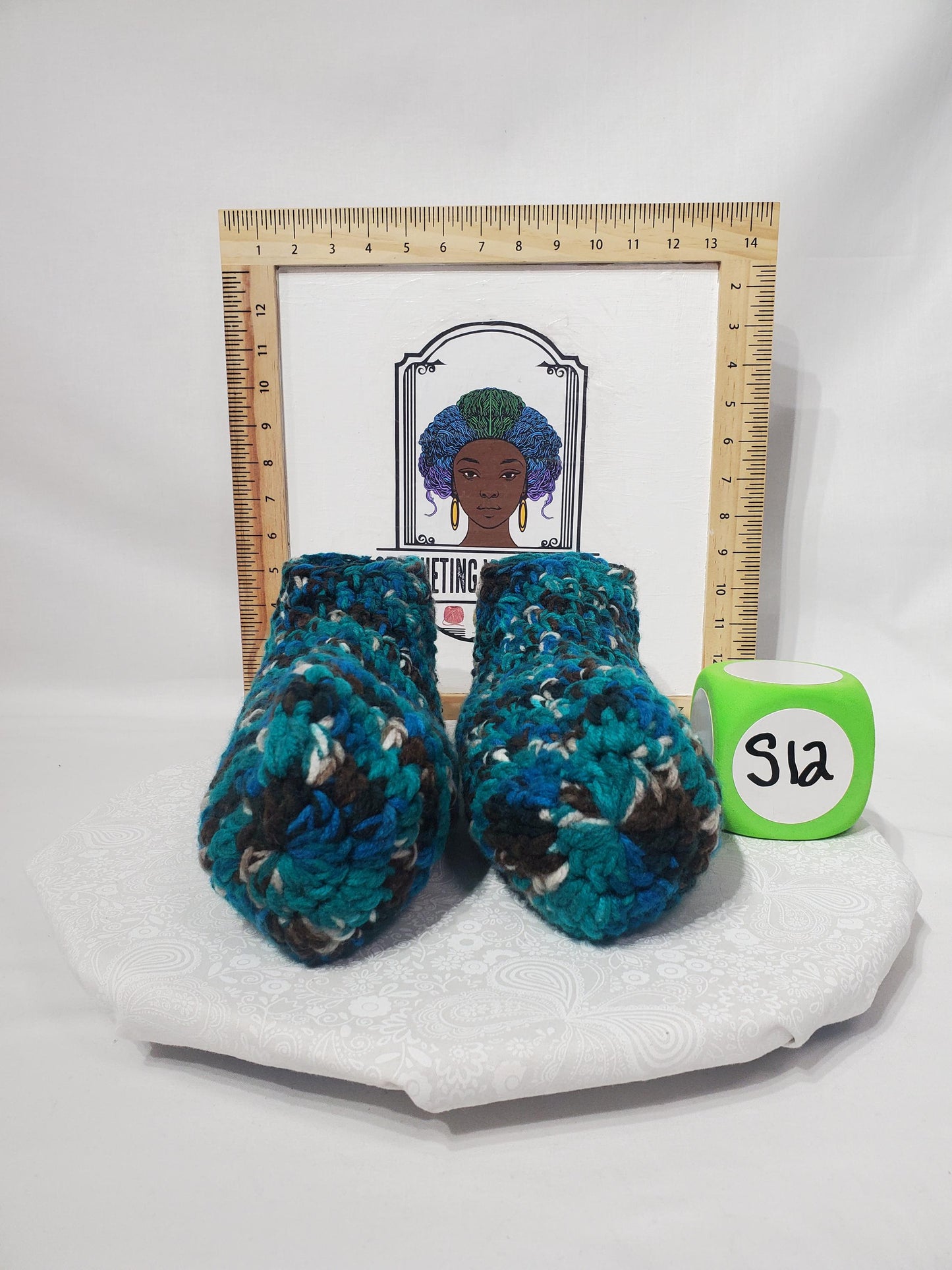 Item #12: Men's Crochet Slippers, Multi- Colored, Men's Size 15/16, Made With 100% Acrylic Yarn