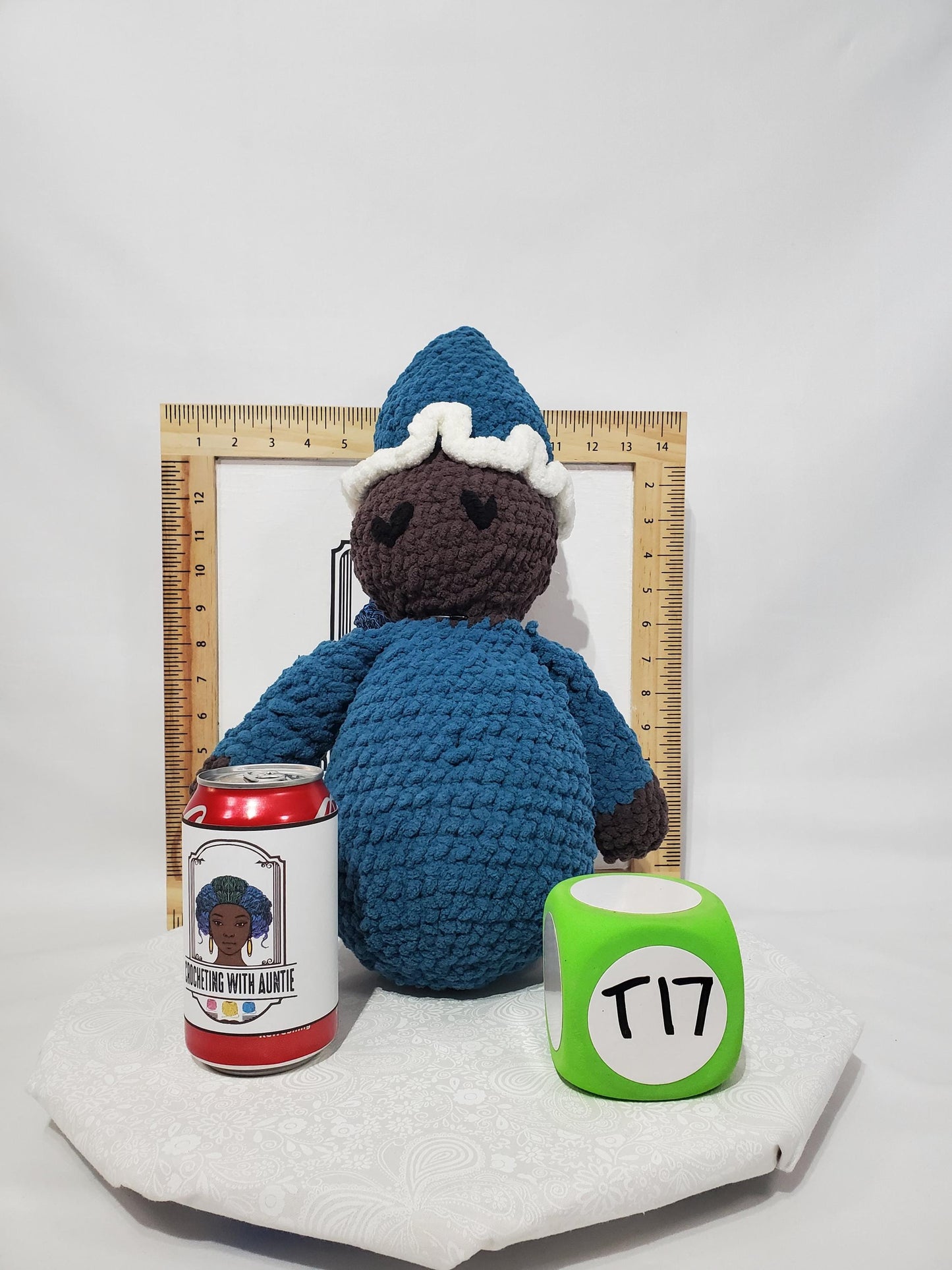 T17: Crochet Sleepy Doll, made with soft blanket yarn (100% acrylic yarn), approx. 16 in tall