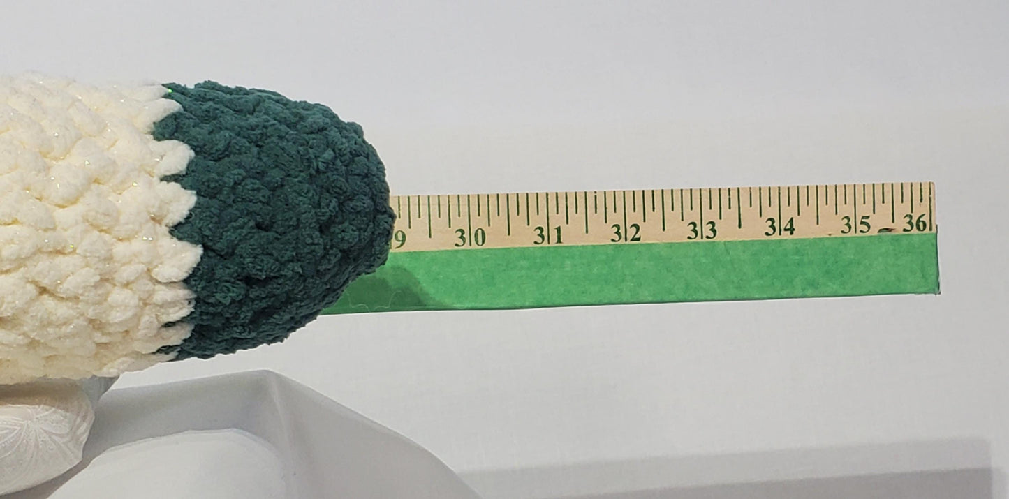 J8 - Crochet Joint / Doobie, Sparkle White 100% polyester soft blanket yarn, has safety eyes, approx. 23"x 5"