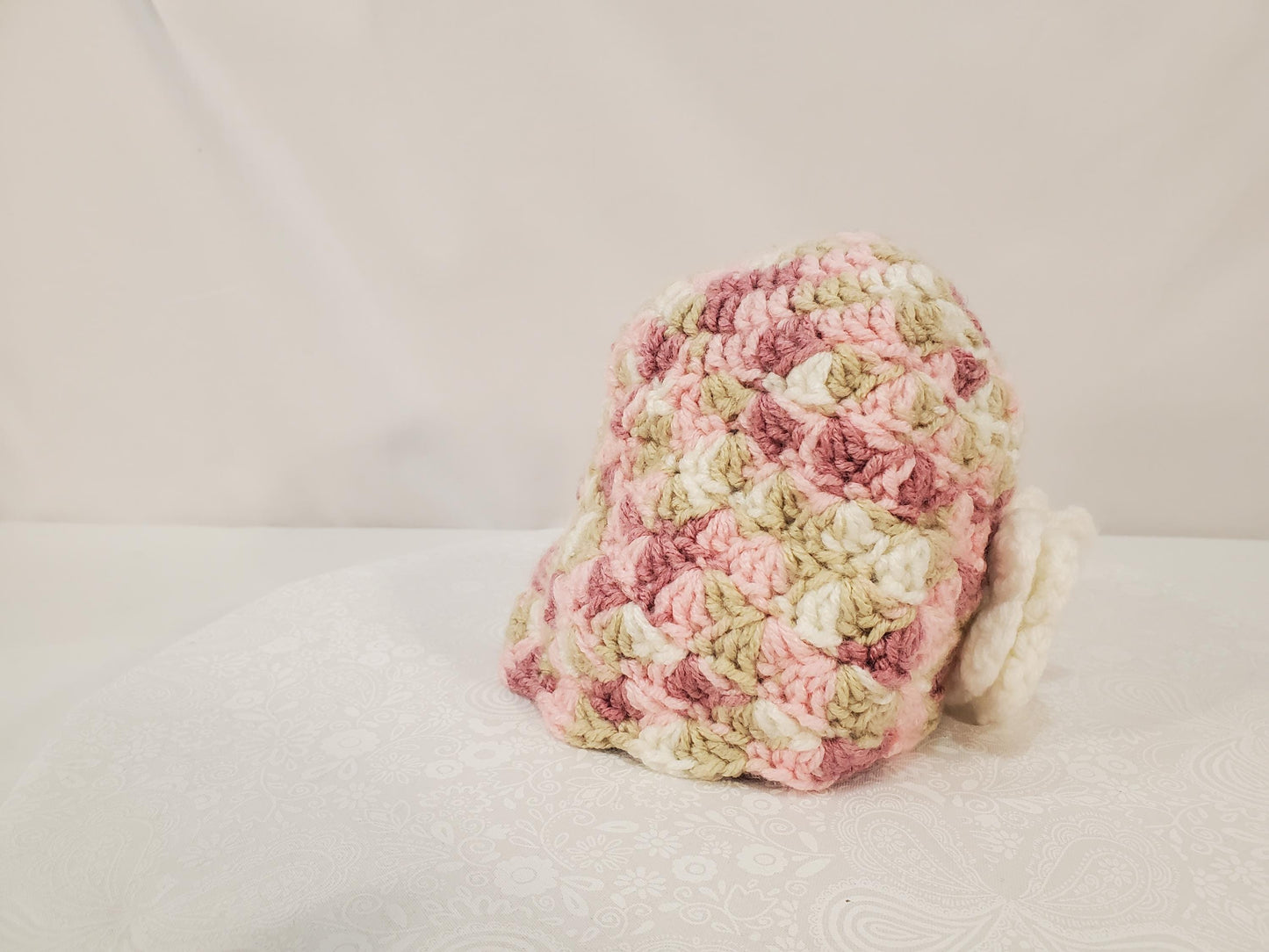 Item #103: Crochet Beanie, Pink, 3 To 6 Months, Made With 100% Acrylic Yarn