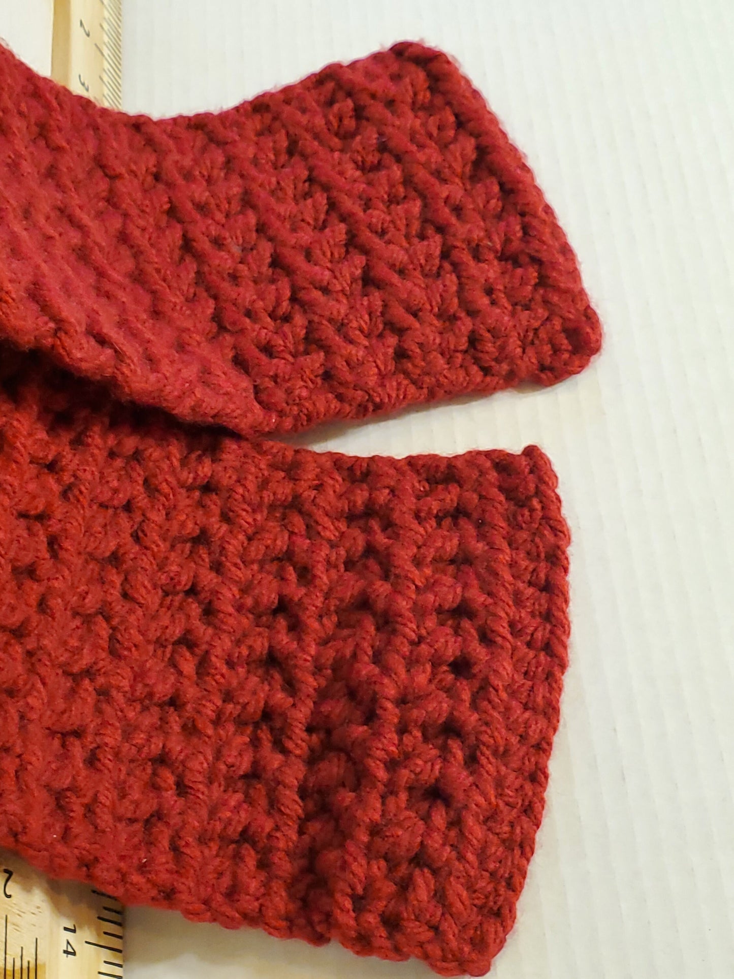 Item #79: Crochet Scarf, Maroon, 46 In Long, 5 In Wide, Made With Chunky/Thick 100 % Acrylic Yarn