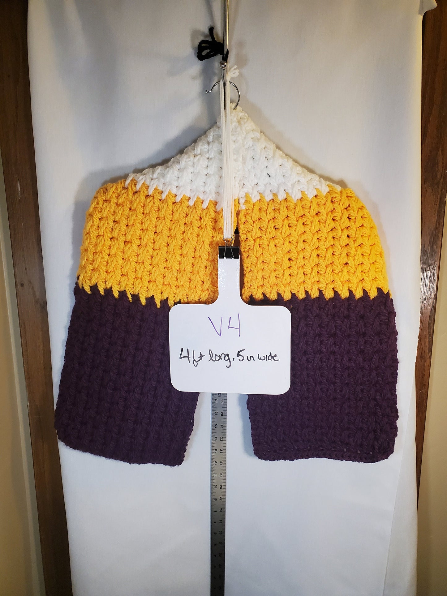 V4: MN Vikings Inspired Scarf, Short - 4' long, 9" wide