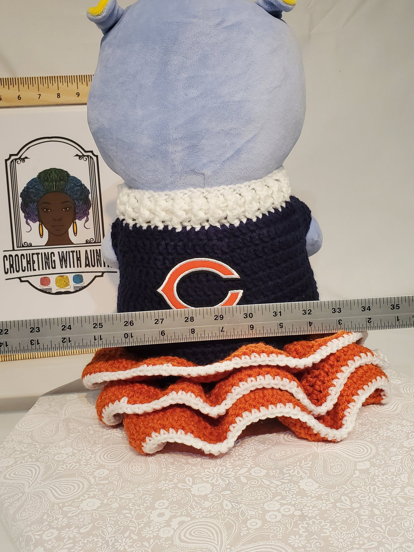 F2: Chicago Bears Inspired Small Dog Sweater with Ruffles