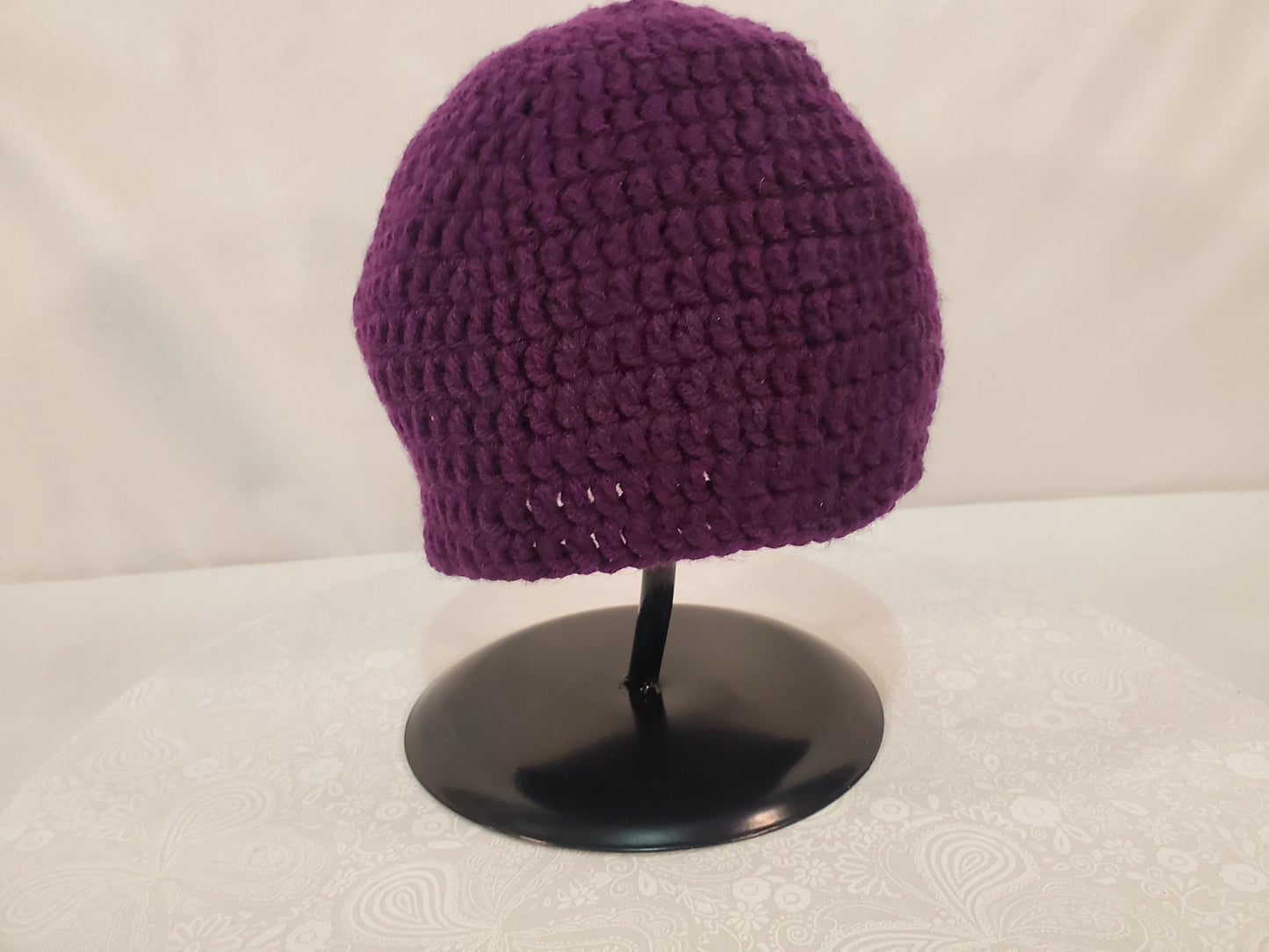 Item #96: Crochet Beanie, Purple, Toddler (1y To 3y), Made With 100 % Acrylic Yarn