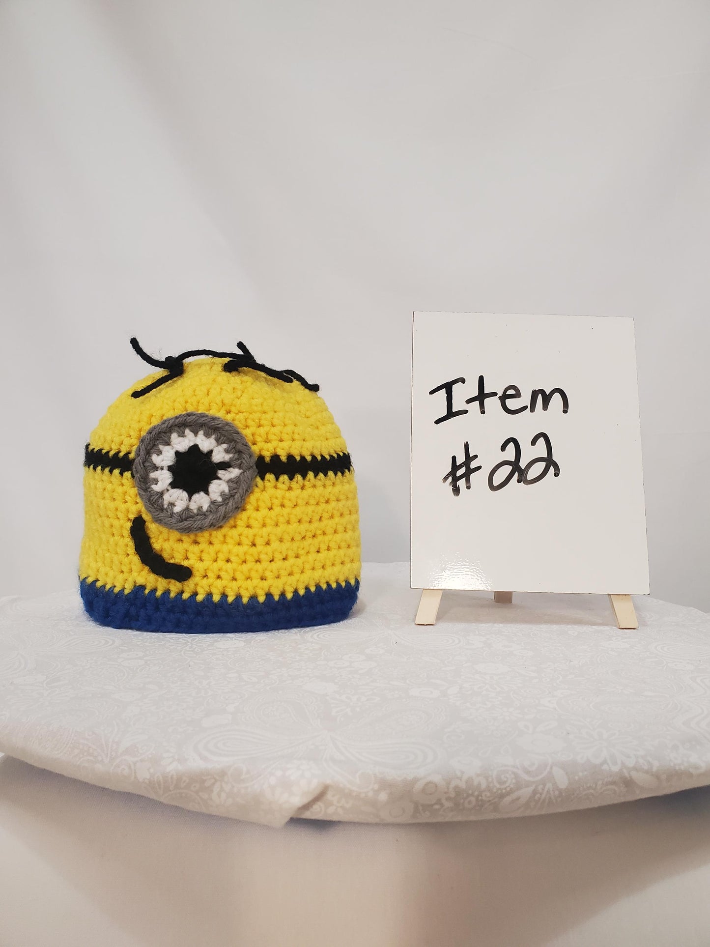 Item #22: Crochet Minion Inspired Hat, Size 3-6 Months, Made From 100% Acrylic Yarn