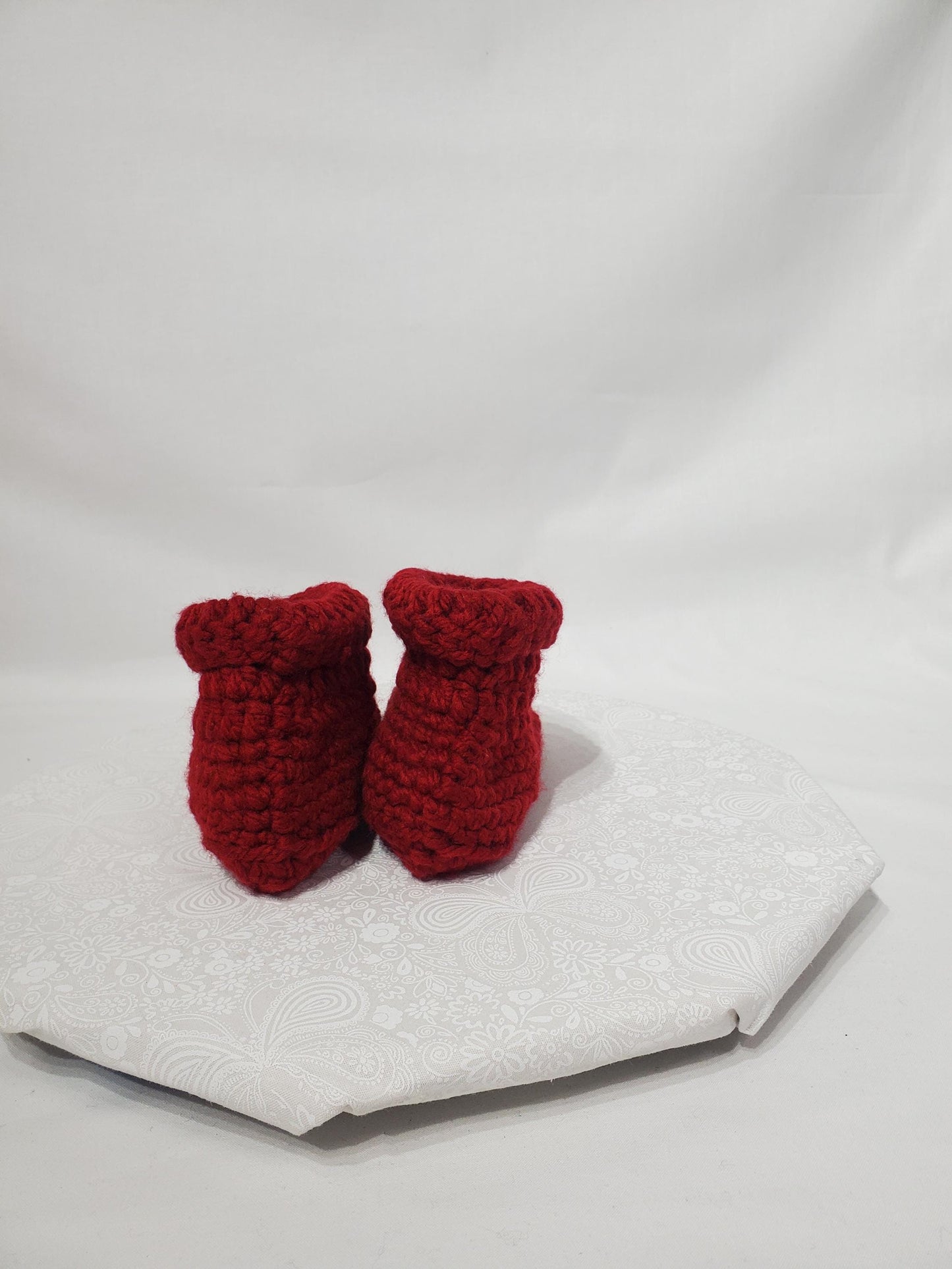 Item #15: Crochet Children's Bootie, Maroon, Children's Size 1/2, Made With 100% Acrylic Chunky Yarn