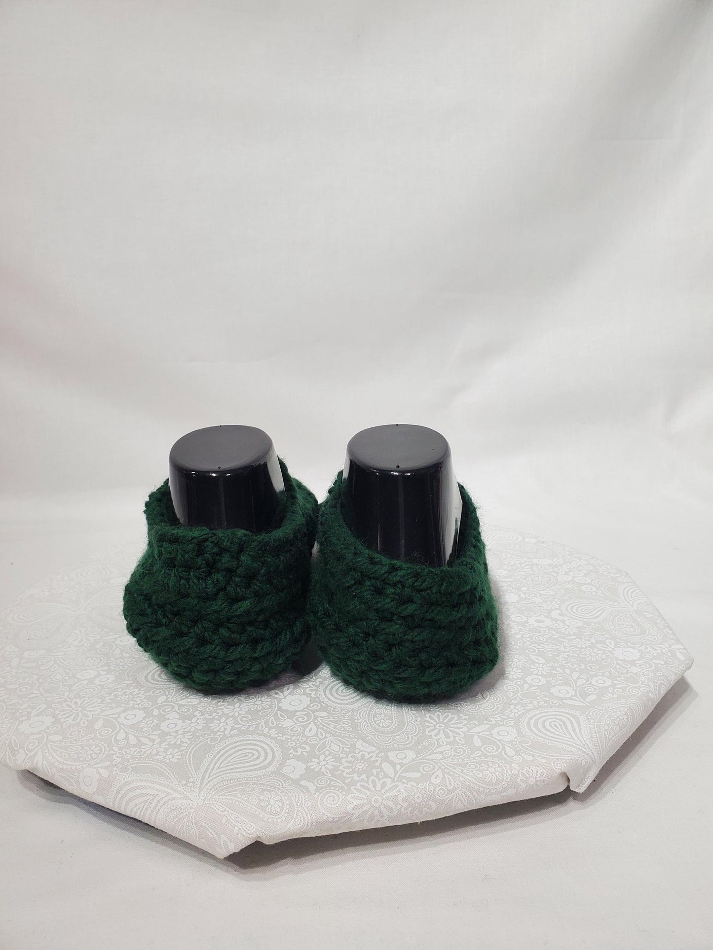 Item #13: Crochet Slippers, Dark Green, Women's Size 7/8, Men's Size 5/6, Made With 100% Acrylic Chunky Yarn