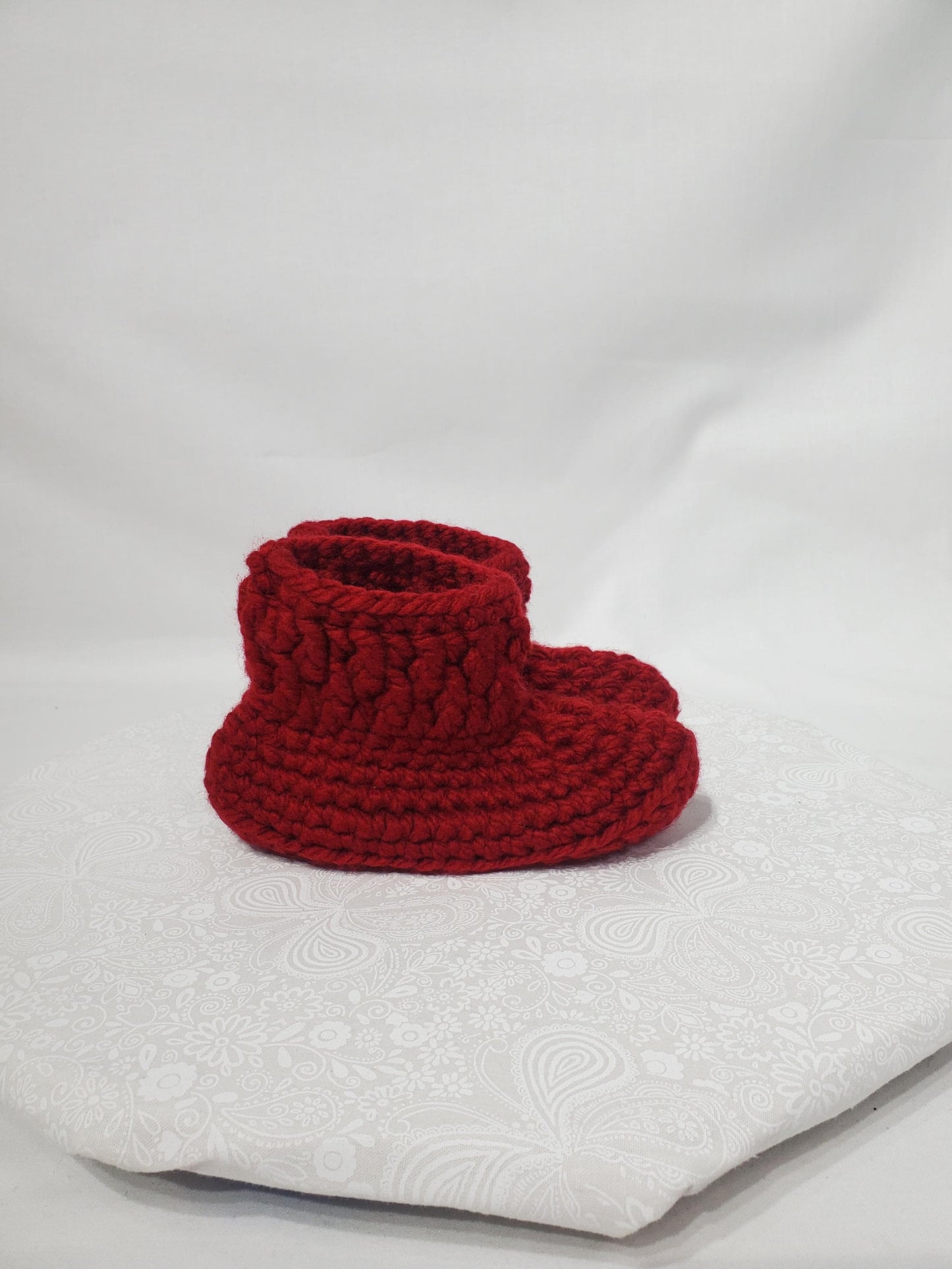 Item #18: Crochet Children's Bootie, Maroon, Children's Size 11/12, Made With 100% Acrylic Chunky Yarn