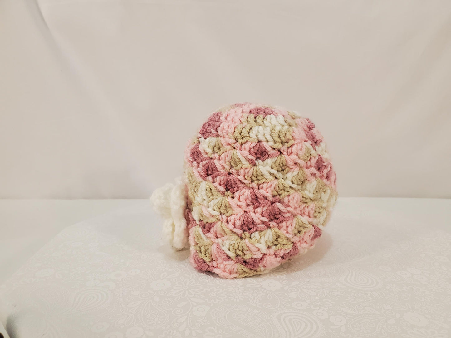 Item #103: Crochet Beanie, Pink, 3 To 6 Months, Made With 100% Acrylic Yarn