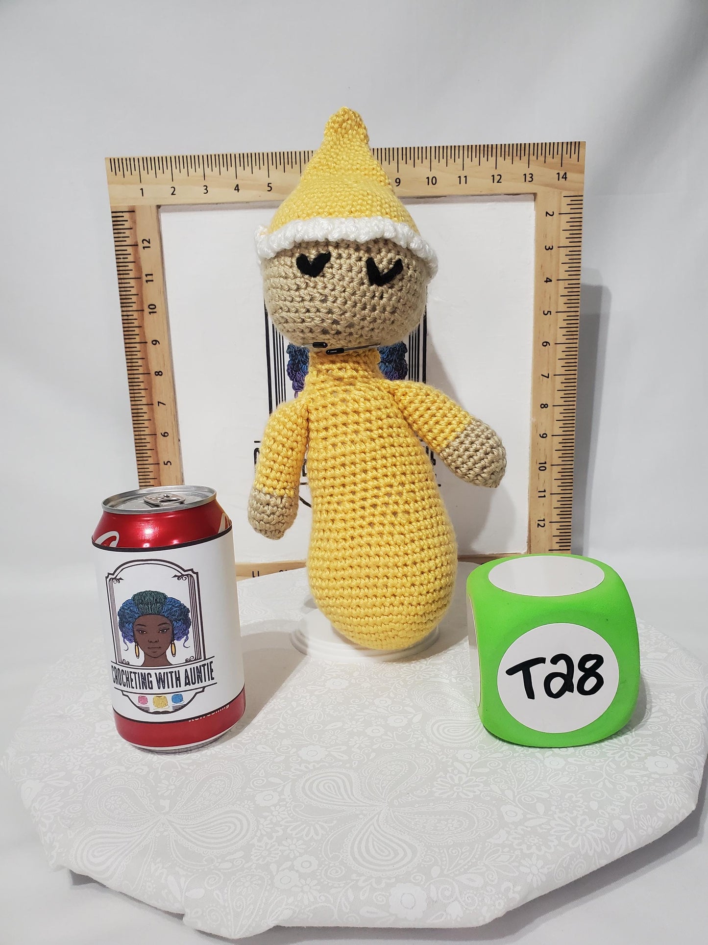 T28: Crochet Sleepy Doll, made with 100% acrylic yarn, approx. 10 in tall