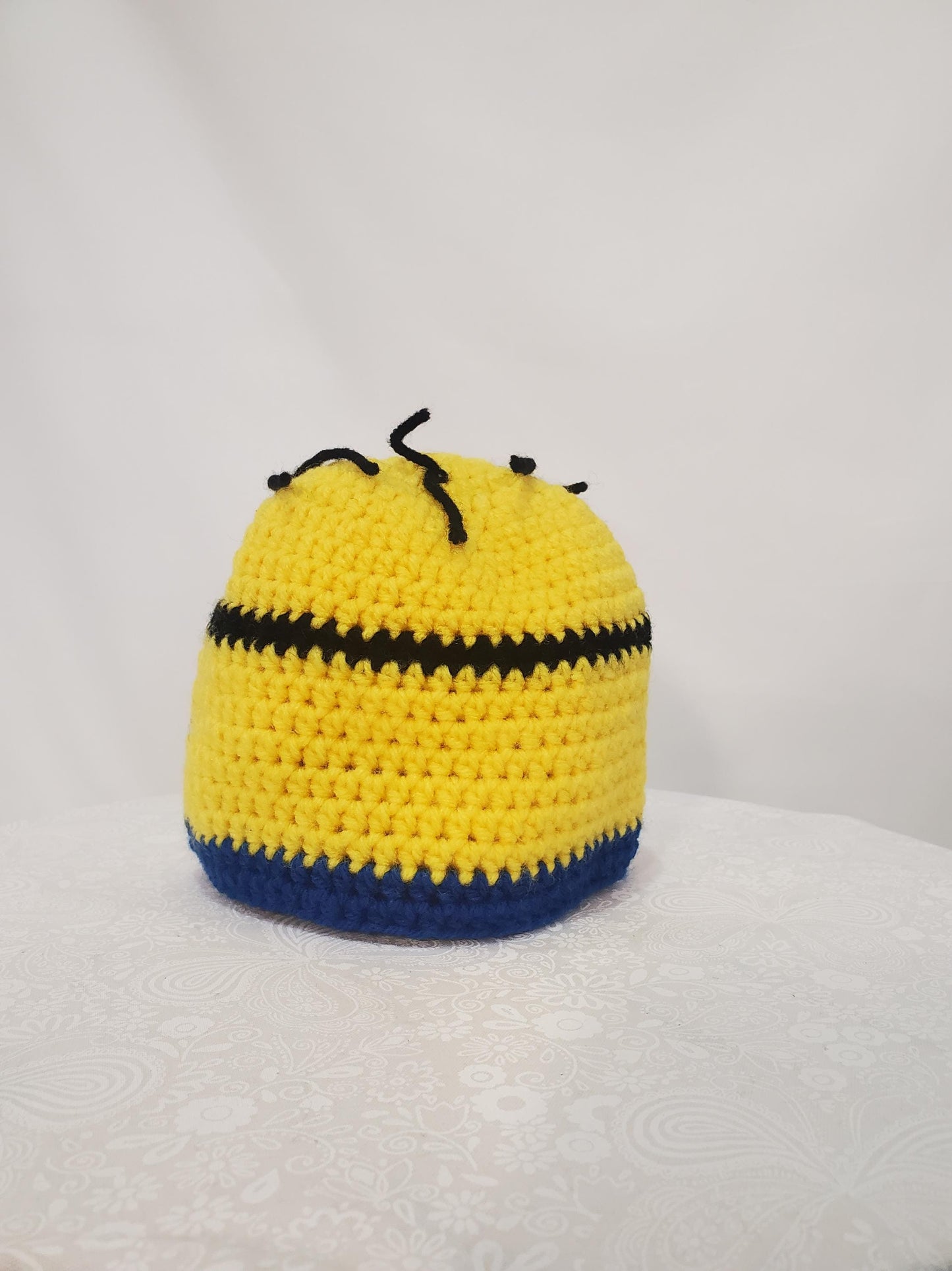 Item #22: Crochet Minion Inspired Hat, Size 3-6 Months, Made From 100% Acrylic Yarn