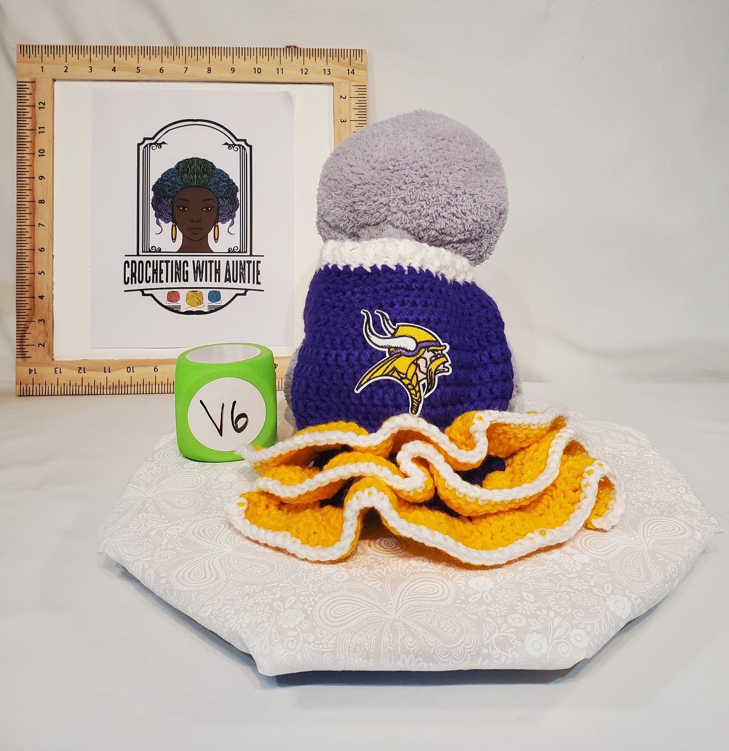 V19: MN Vikings Inspired Dog Dress with Ruffles for a medium sized dog