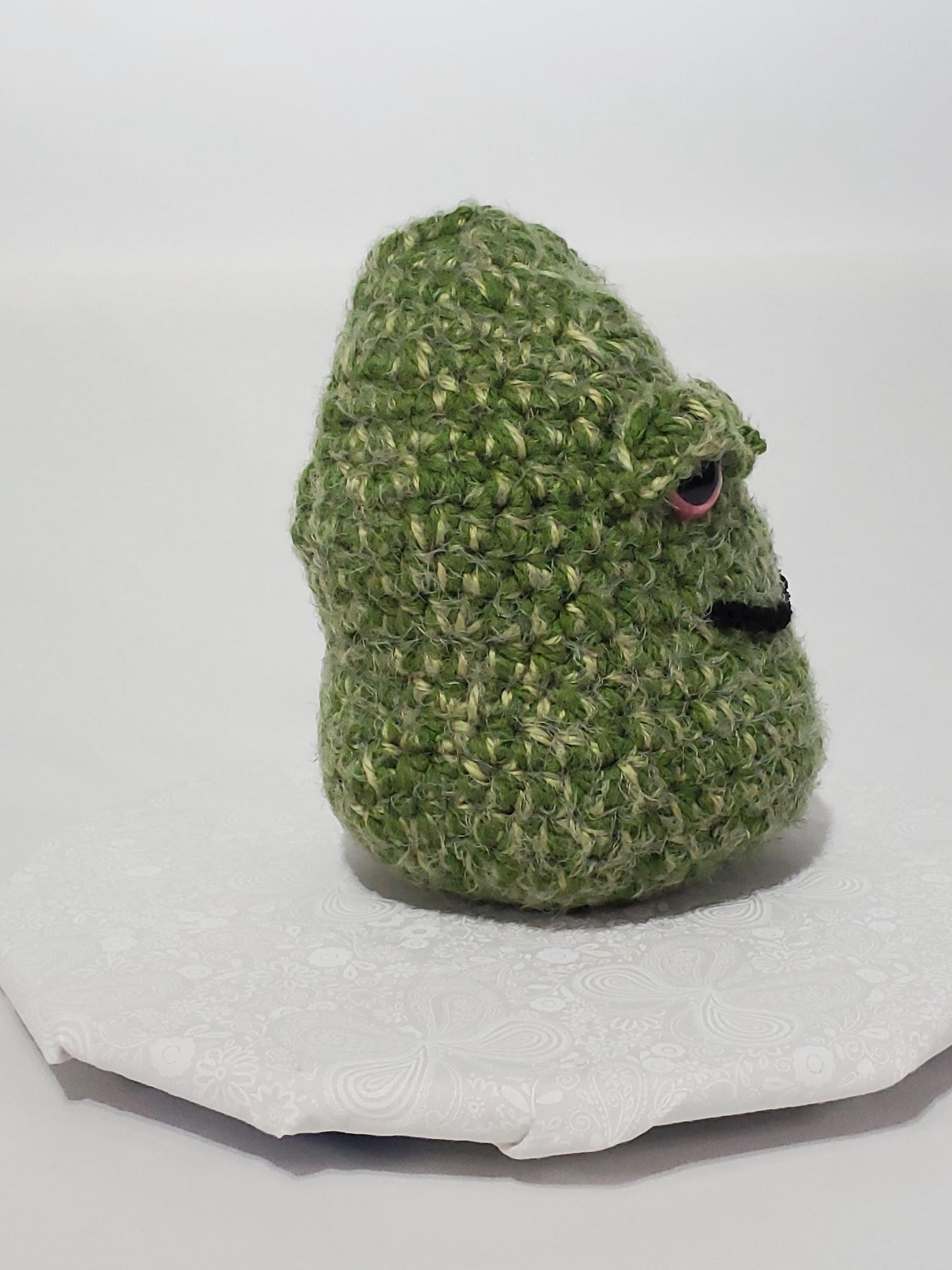 N8: Crochet 420 Nugget made with acrylic and polyester yarn, safety eyes and polyester fiber fill, approx. 10x8, approx. 1 lb