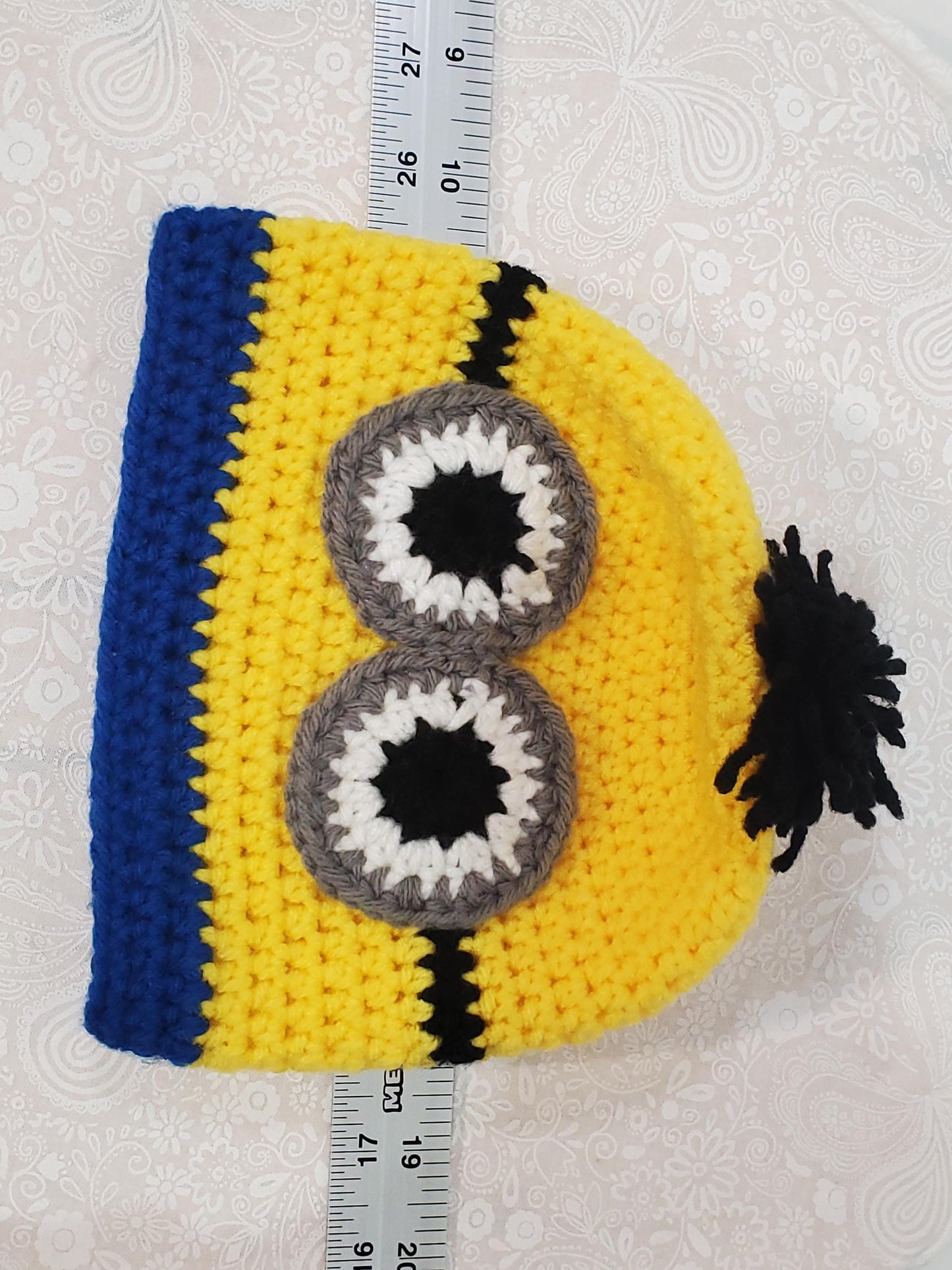 Item #24: Crochet Minion Inspired Hat, Size 3-6 Months, Made From 100% Acrylic Yarn