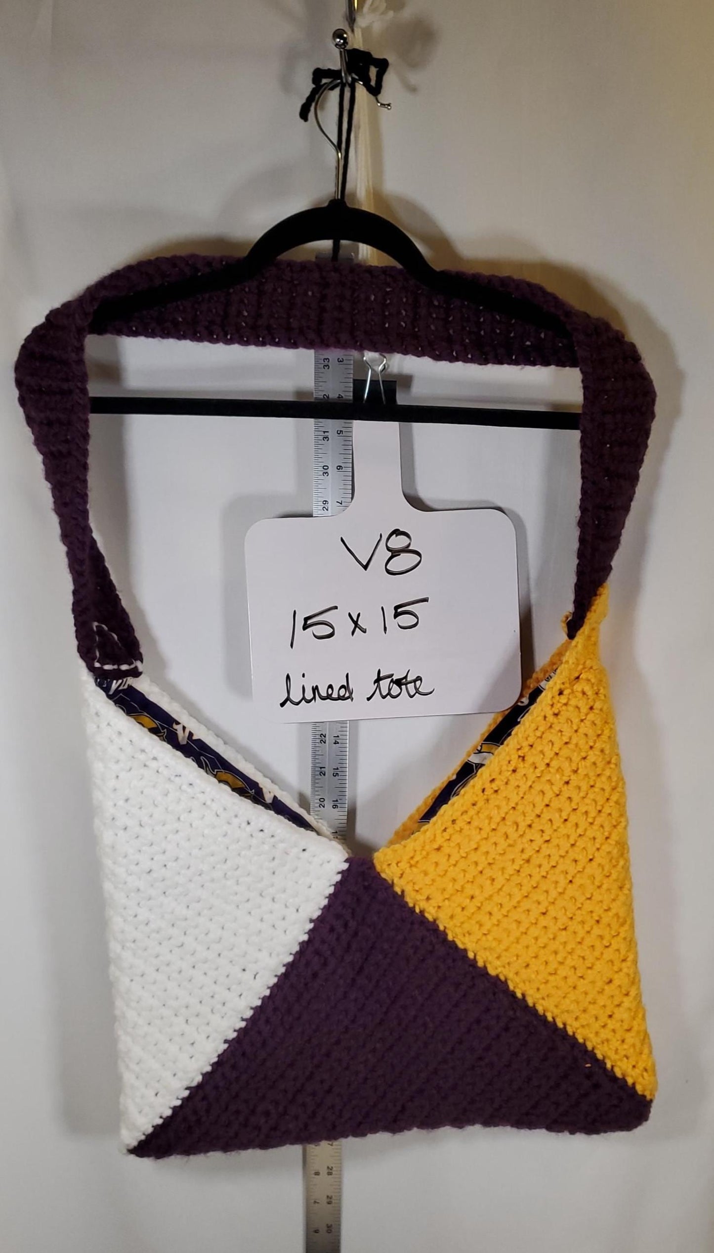V8: MN Viking Inspired Lined Tote Bag, approx.15" x 14 1/2"