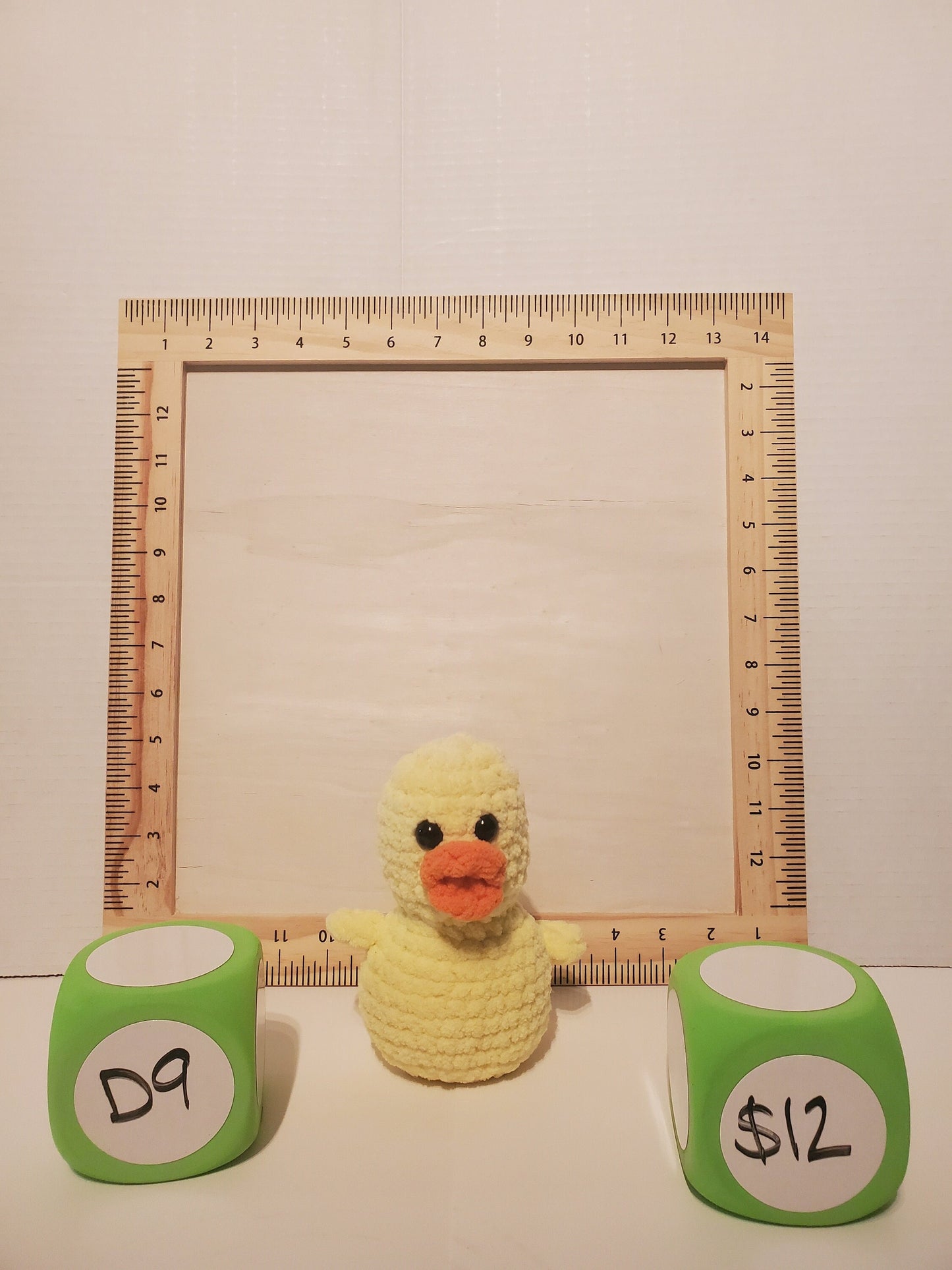 D9: Crochet stuffed animal chick /duck yellow, made with soft blanket yarn (100% Polyester) and safety eyes, approximately 5 in tall