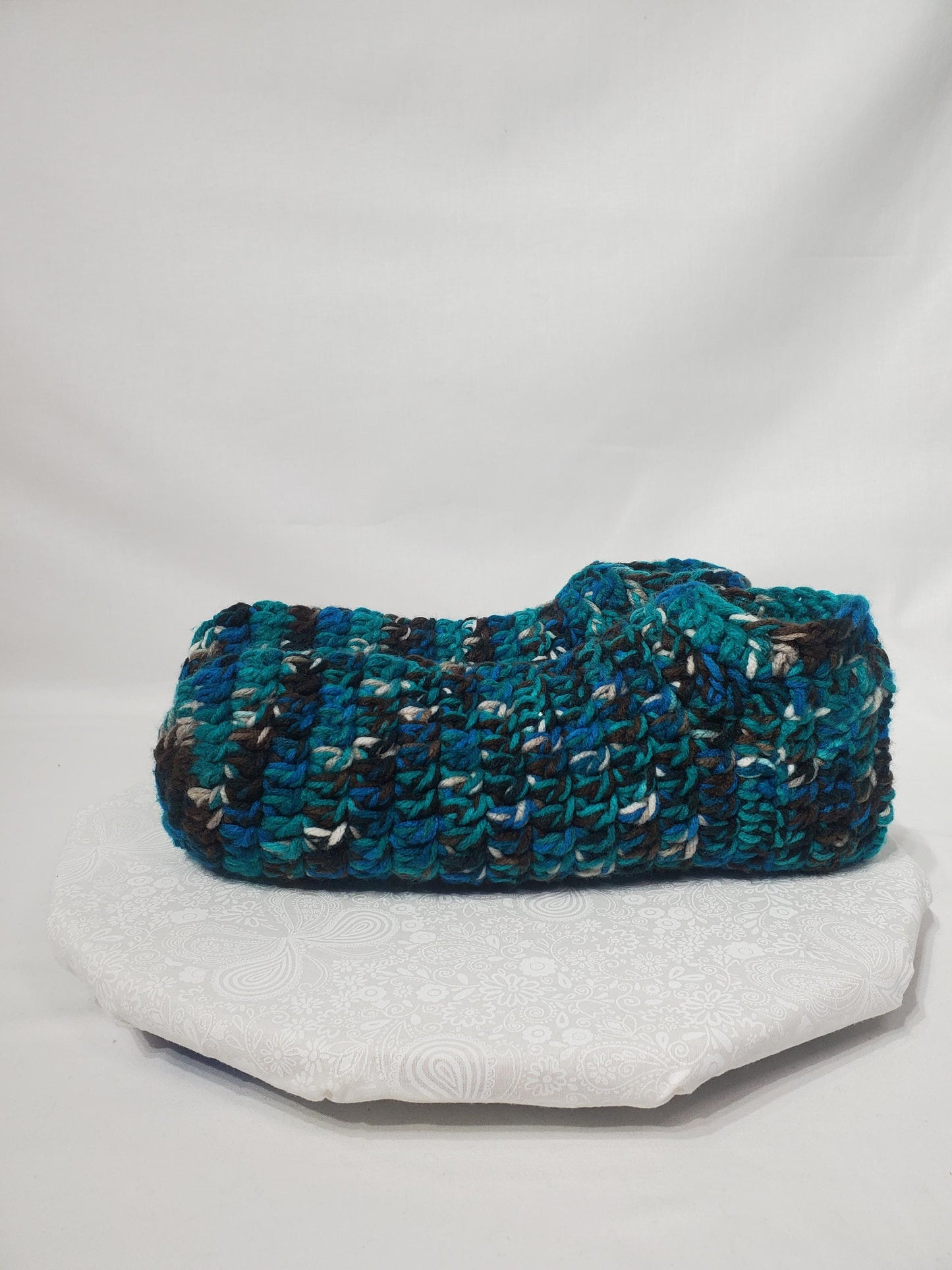 Item #12: Men's Crochet Slippers, Multi- Colored, Men's Size 15/16, Made With 100% Acrylic Yarn