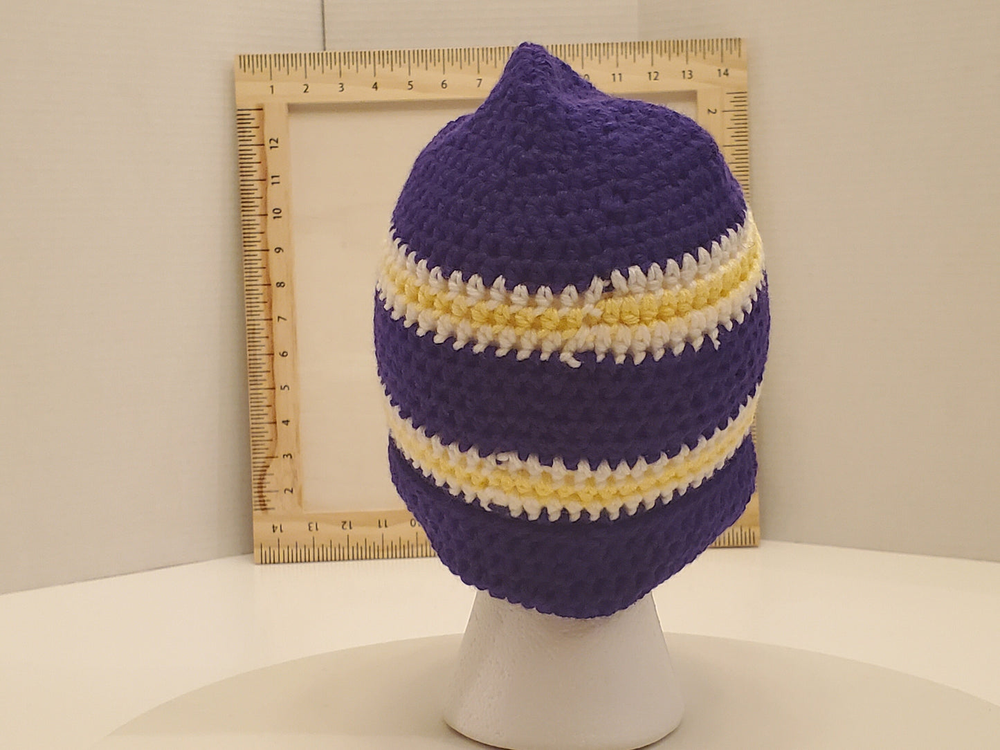 Item #33: MN Vikings Inspired Beanie, Children's (4y-10y), Made From 100% Of Acrylic Yarn
