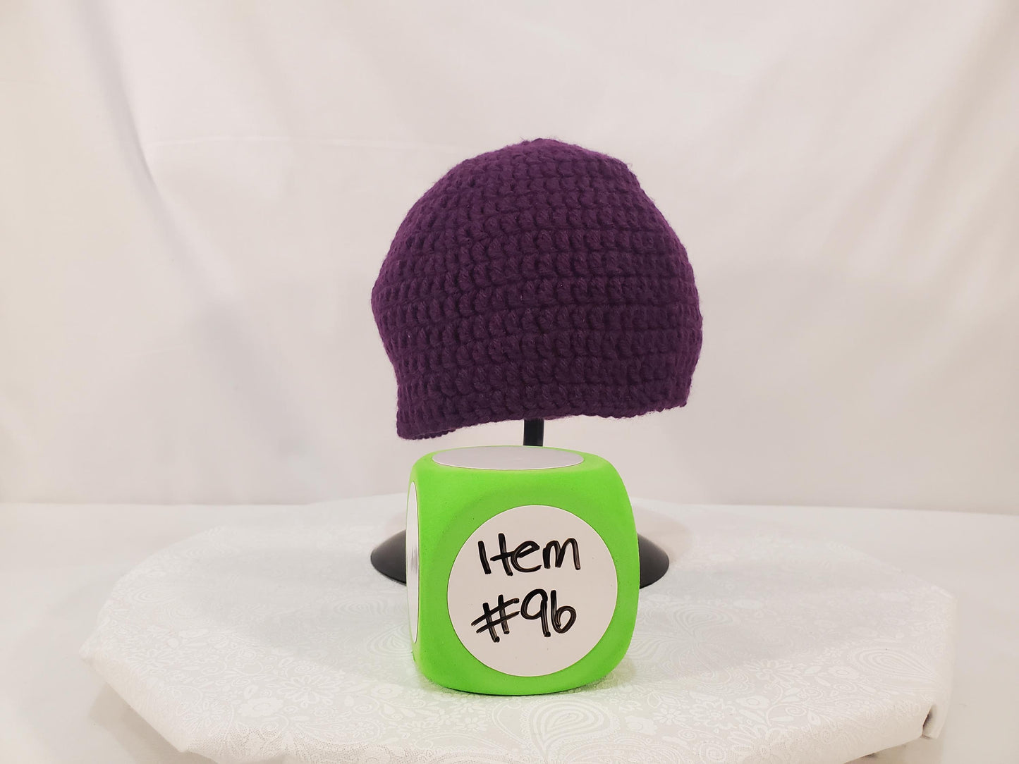Item #96: Crochet Beanie, Purple, Toddler (1y To 3y), Made With 100 % Acrylic Yarn
