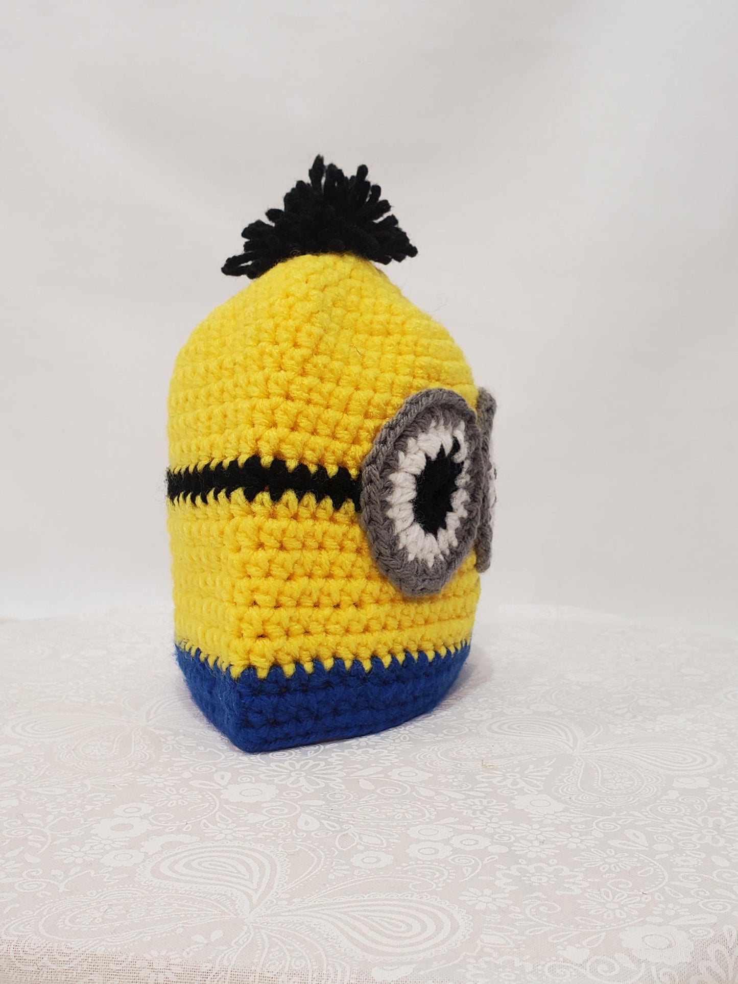 Item #24: Crochet Minion Inspired Hat, Size 3-6 Months, Made From 100% Acrylic Yarn
