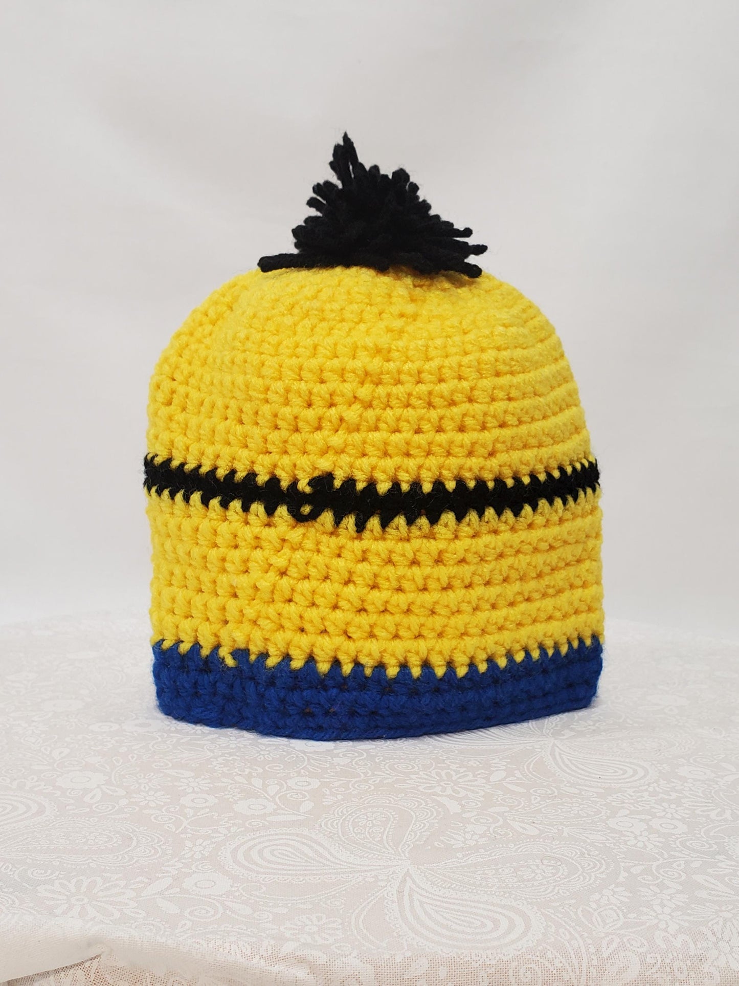 Item #24: Crochet Minion Inspired Hat, Size 3-6 Months, Made From 100% Acrylic Yarn
