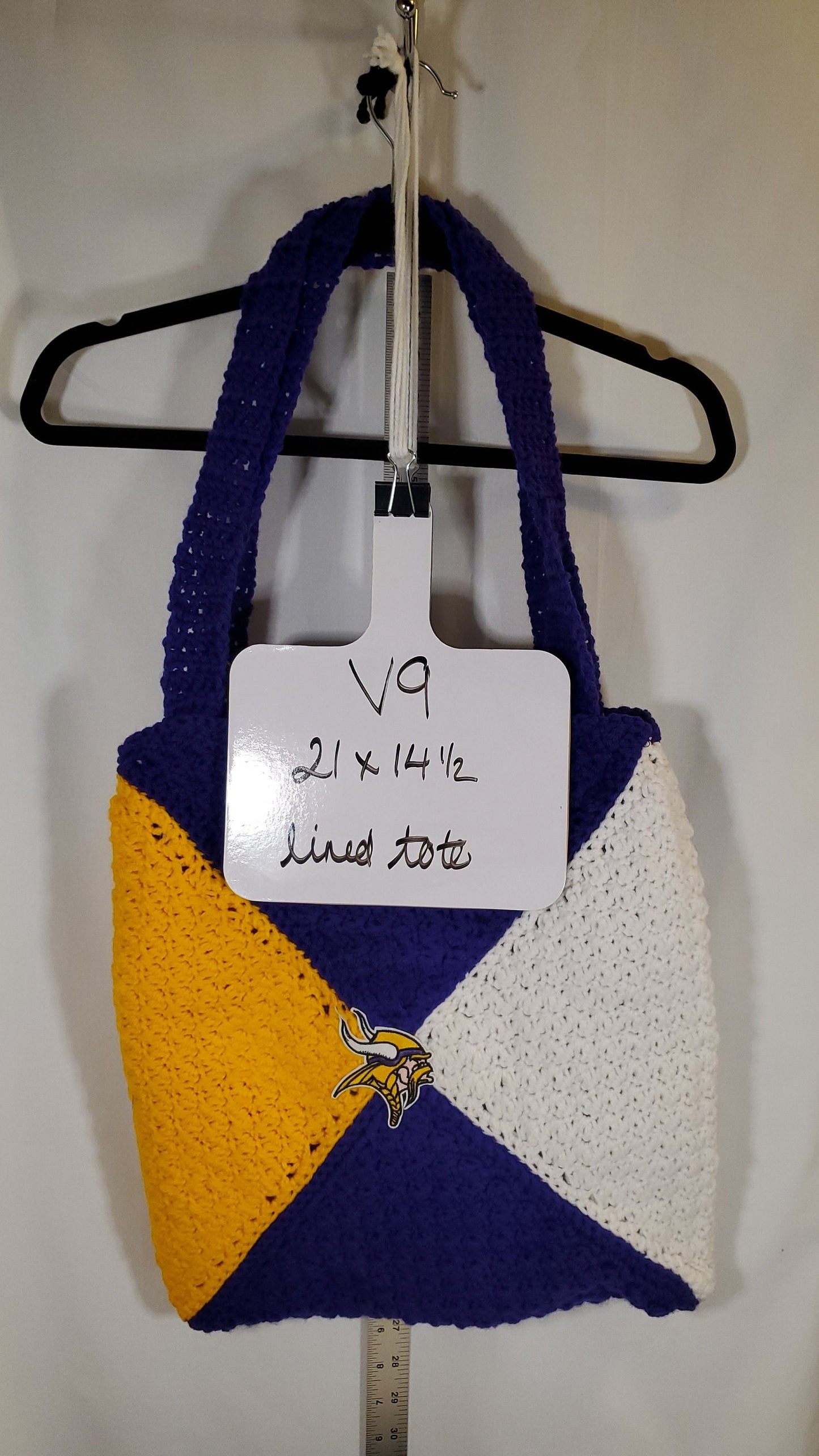 V9: MN Viking Inspired Lined Tote Bag, approx. 21" x 14 1/2"