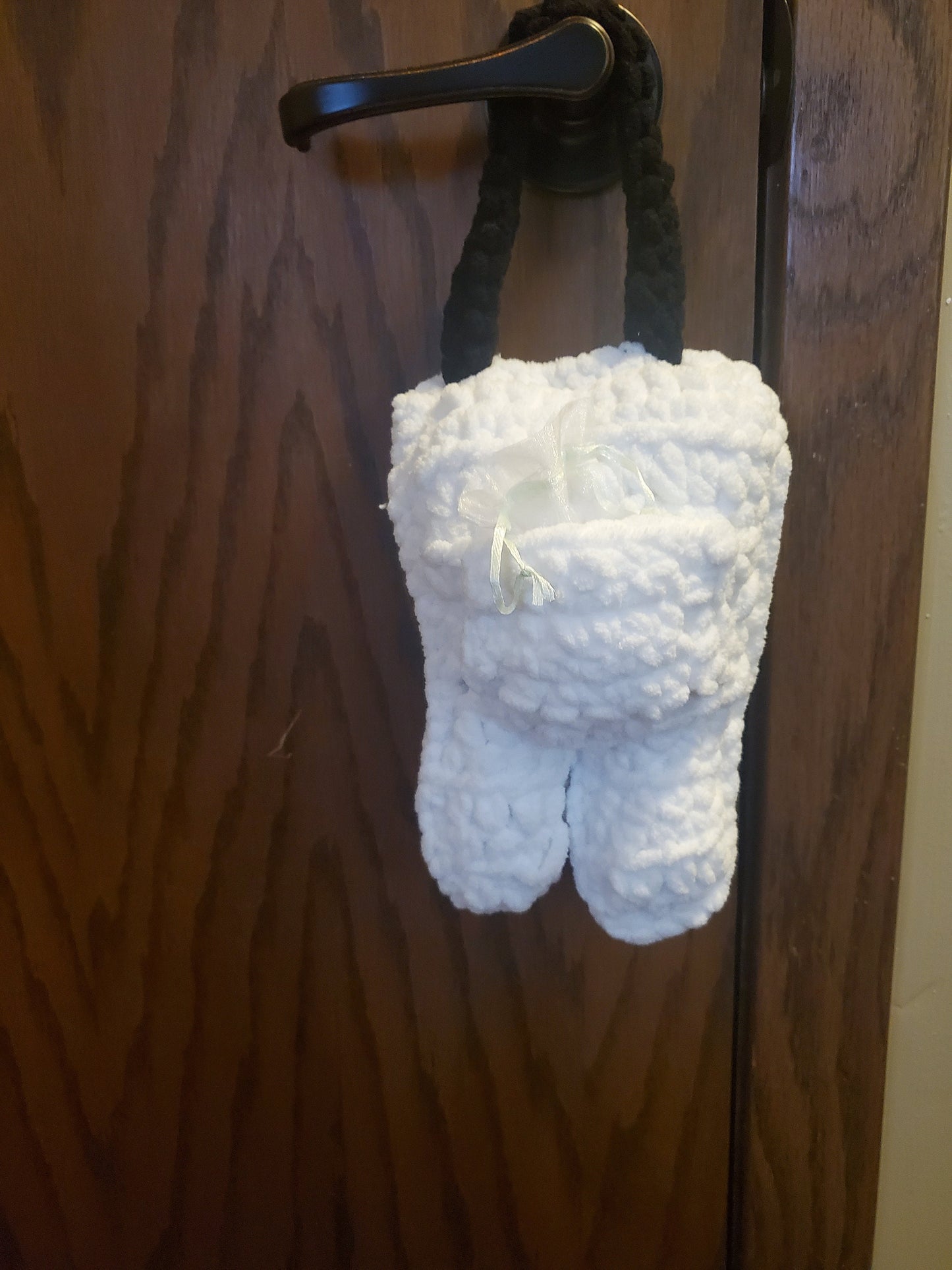 Tooth fairy Pillow, with pocket, hang on door, made with extra soft 100% polyester yarn