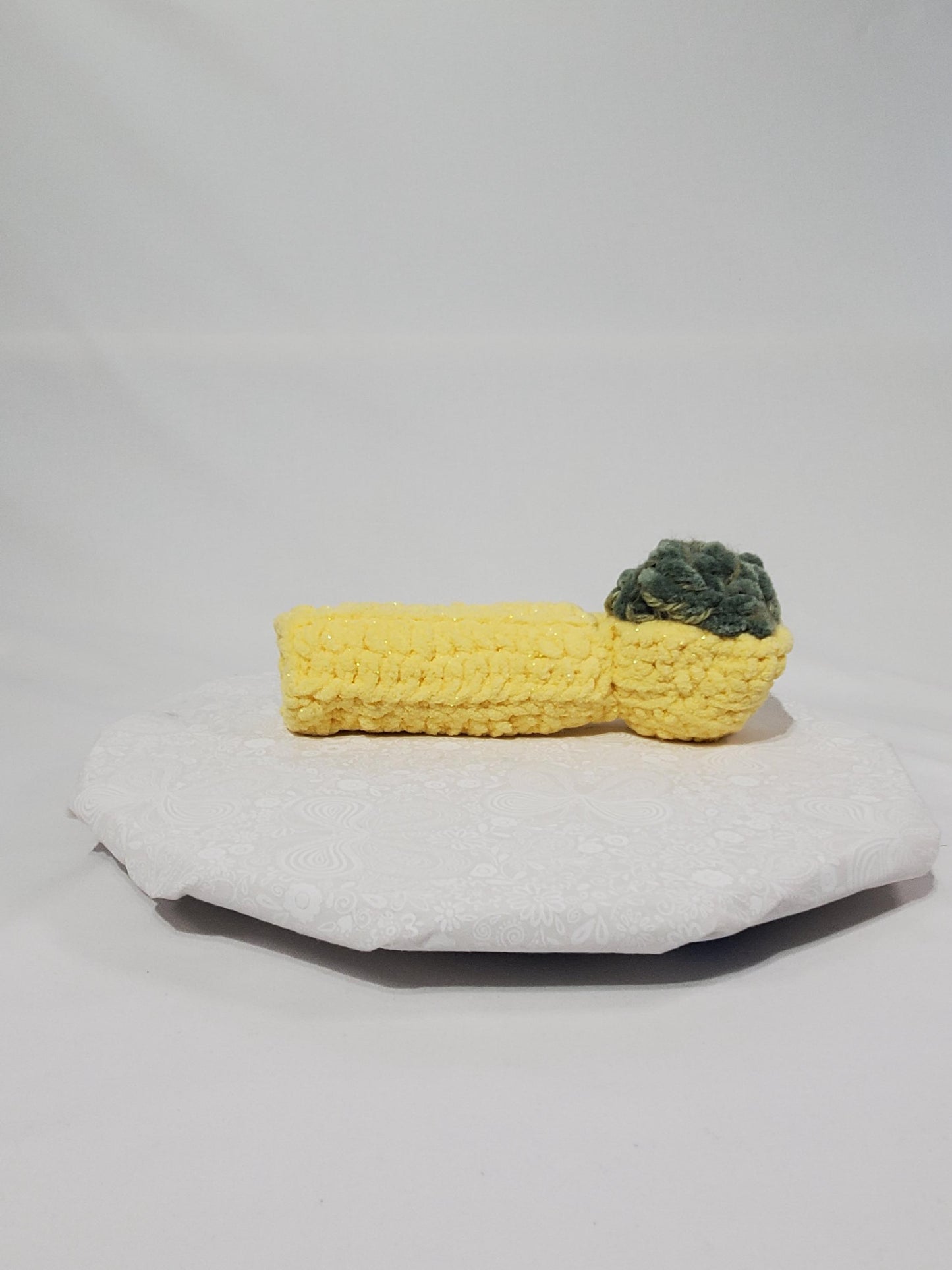P1: Crochet Pipe, Yellow, made with soft 100% polyester yarn, approx. 14" long