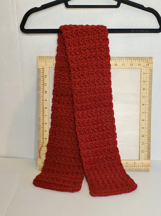 Item #79: Crochet Scarf, Maroon, 46 In Long, 5 In Wide, Made With Chunky/Thick 100 % Acrylic Yarn