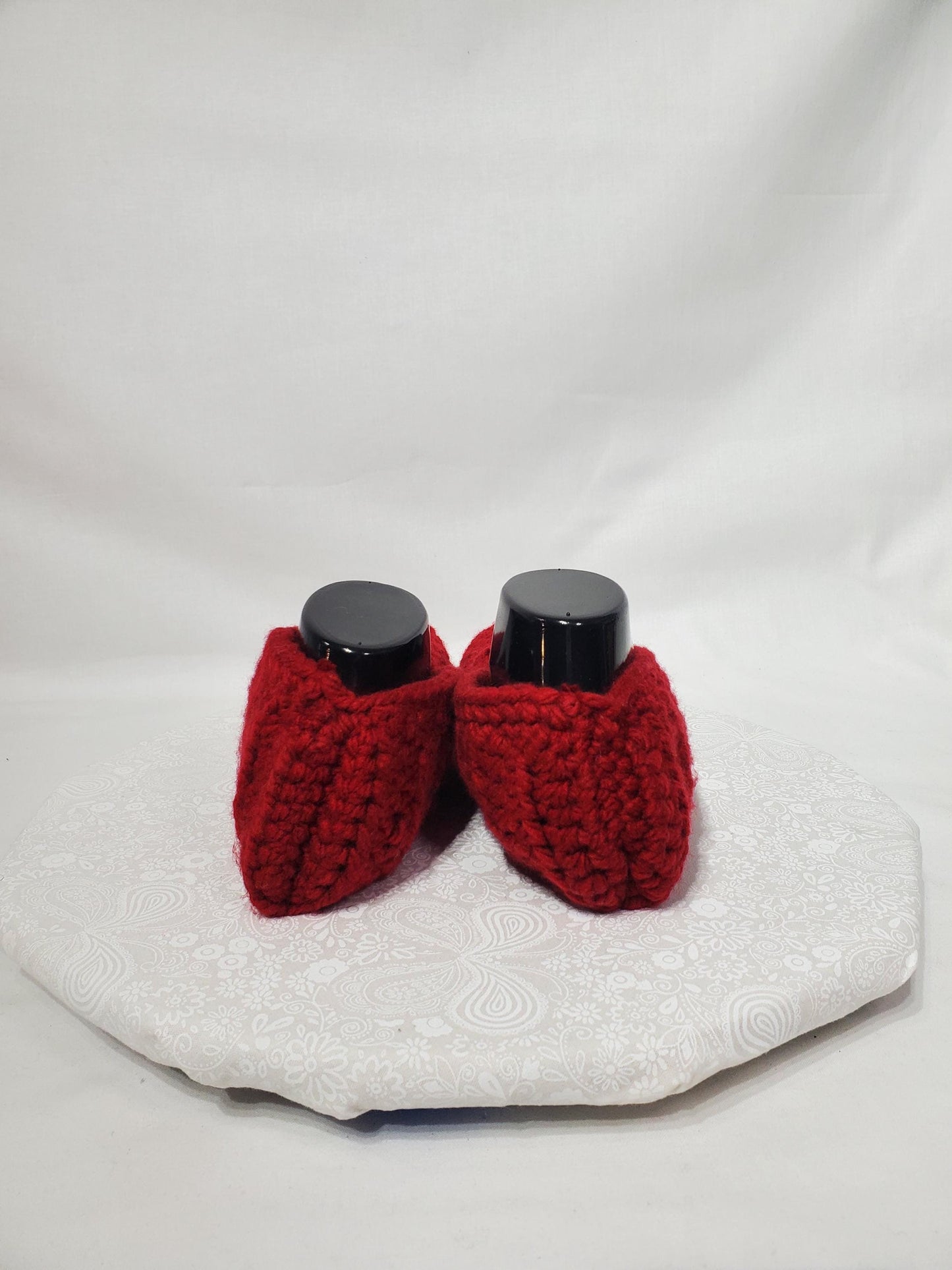 Crochet Slippers, Maroon, Women's Size 13, Men's Size 11/12
