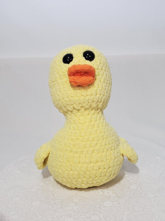 D1: Crochet duck / chick stuffed animal, made with soft blanket yarn  (100% Polyester) and safety eyes